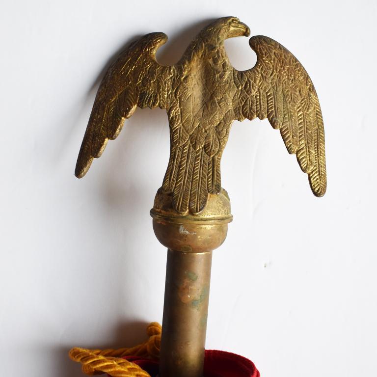 Federal Eagle American 50 Star Flag with Brass Eagle Pole, 19th Century For Sale at 1stDibs