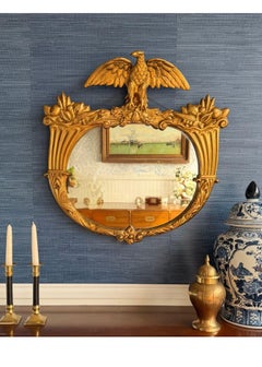 Antique Federal Eagle Mirror Cornucopia Giltwood 19th Century Wall Mirror