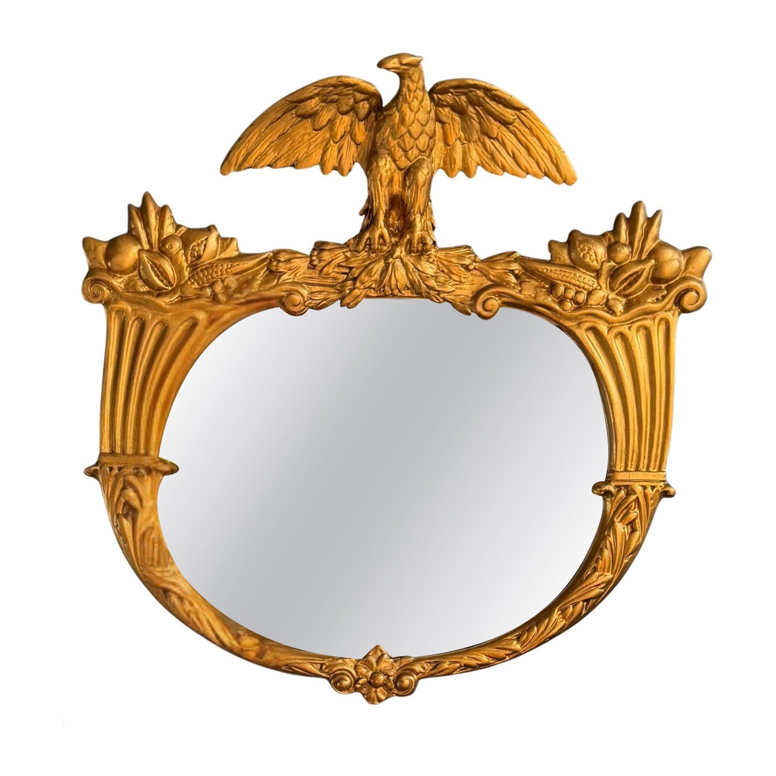 Antique Federal Eagle Mirror Cornucopia Giltwood 19. Jahrhundert Wandspiegel