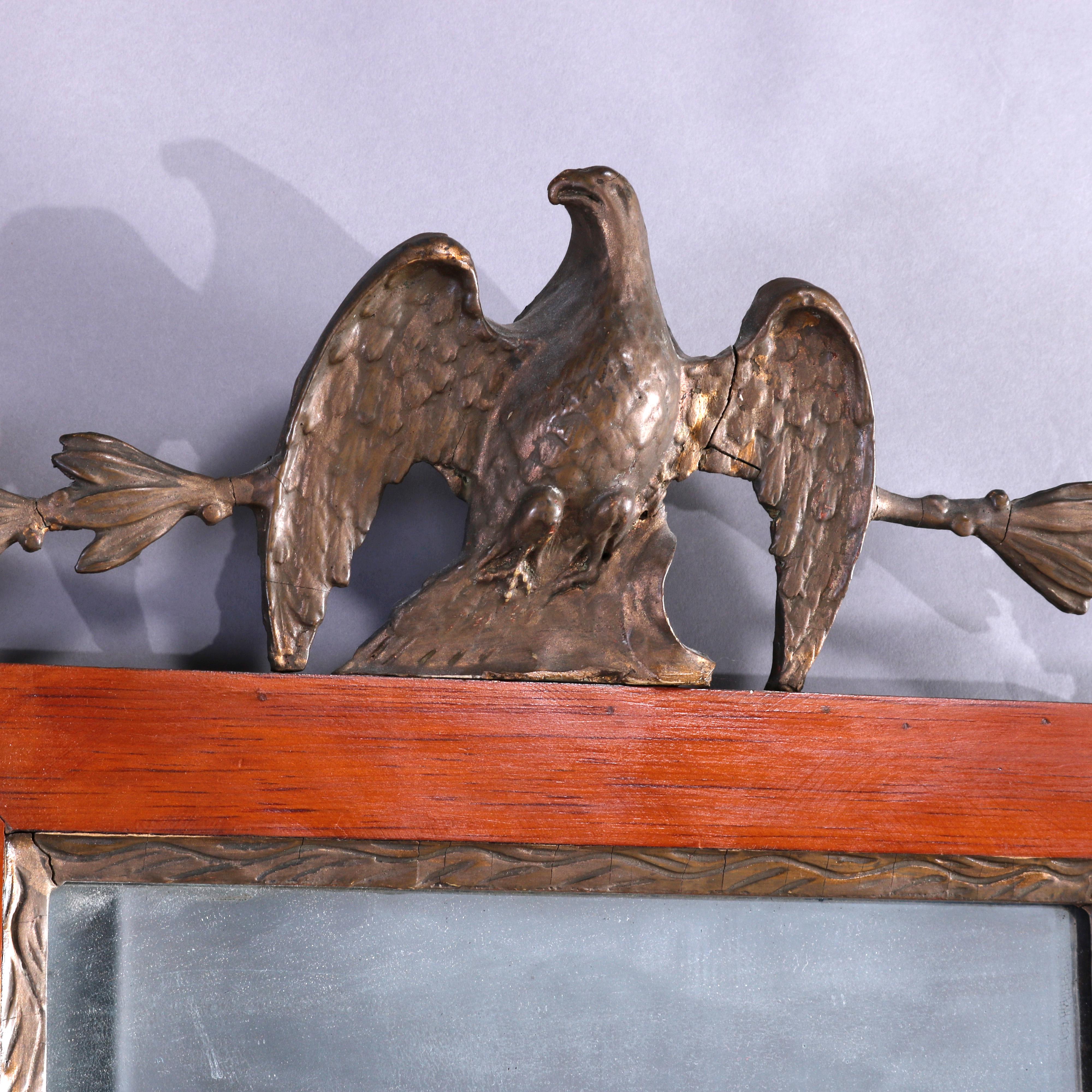 American Antique Federal Figural Eagle Giltwood Wall Mirror circa 1840 For Sale