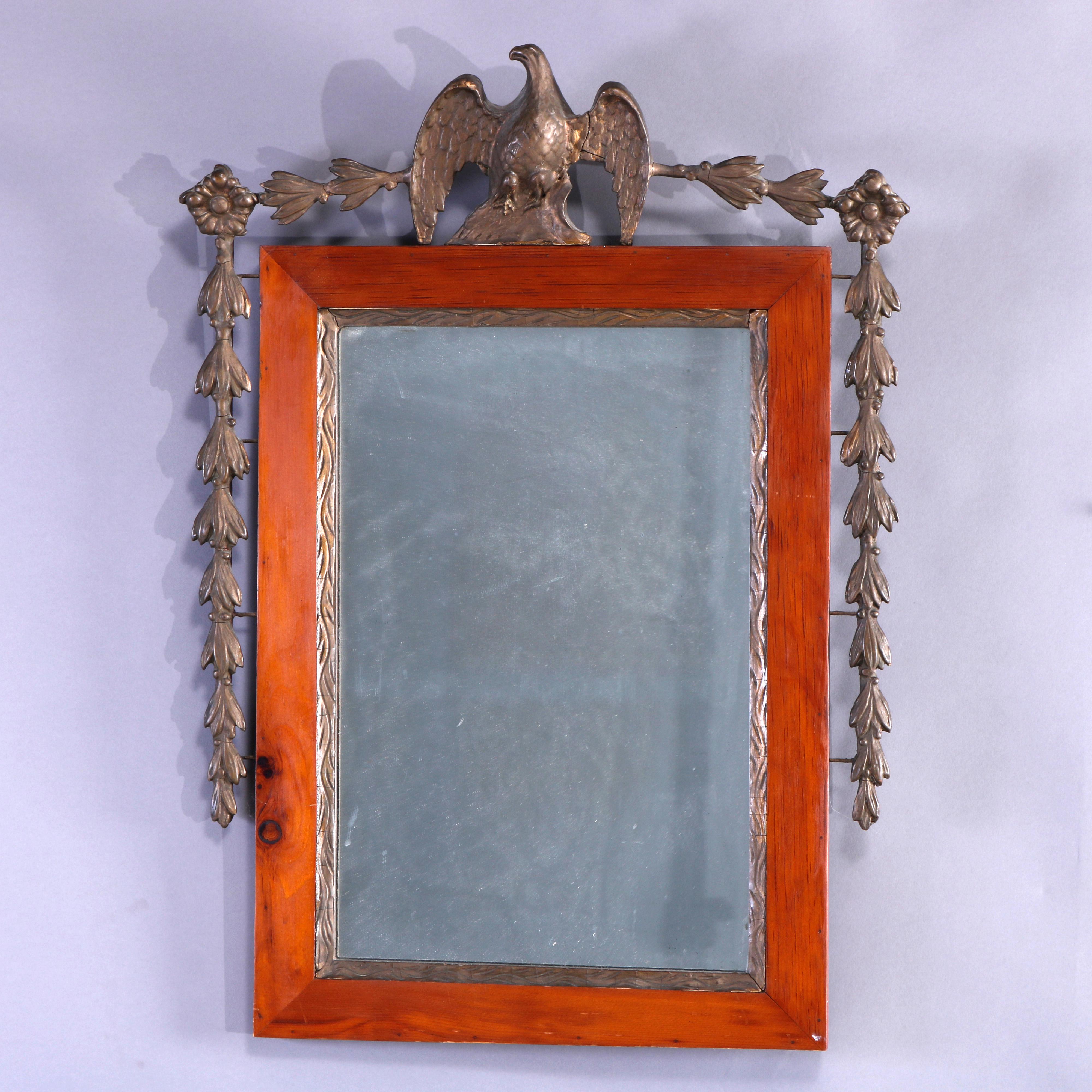 19th Century Antique Federal Figural Eagle Giltwood Wall Mirror circa 1840 For Sale