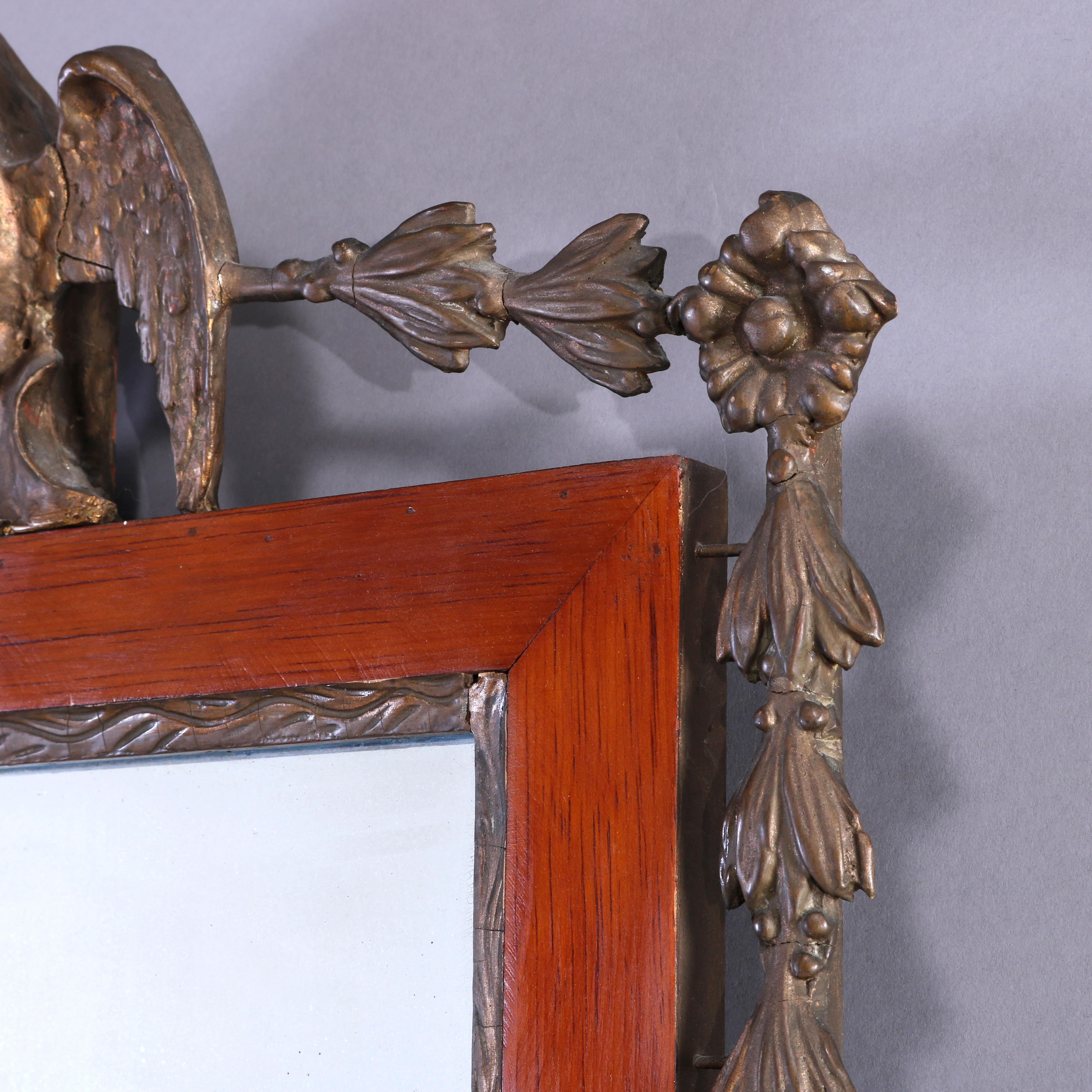 Antique Federal Figural Eagle Giltwood Wall Mirror circa 1840 For Sale 2