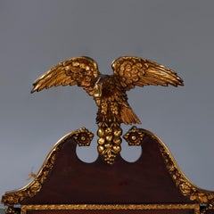 Antique Federal Figural Giltwood & Mahogany Wall Mirror with Eagle, c1830