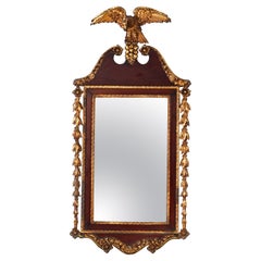 Antique Federal Figural Giltwood & Mahogany Wall Mirror with Eagle, c1830