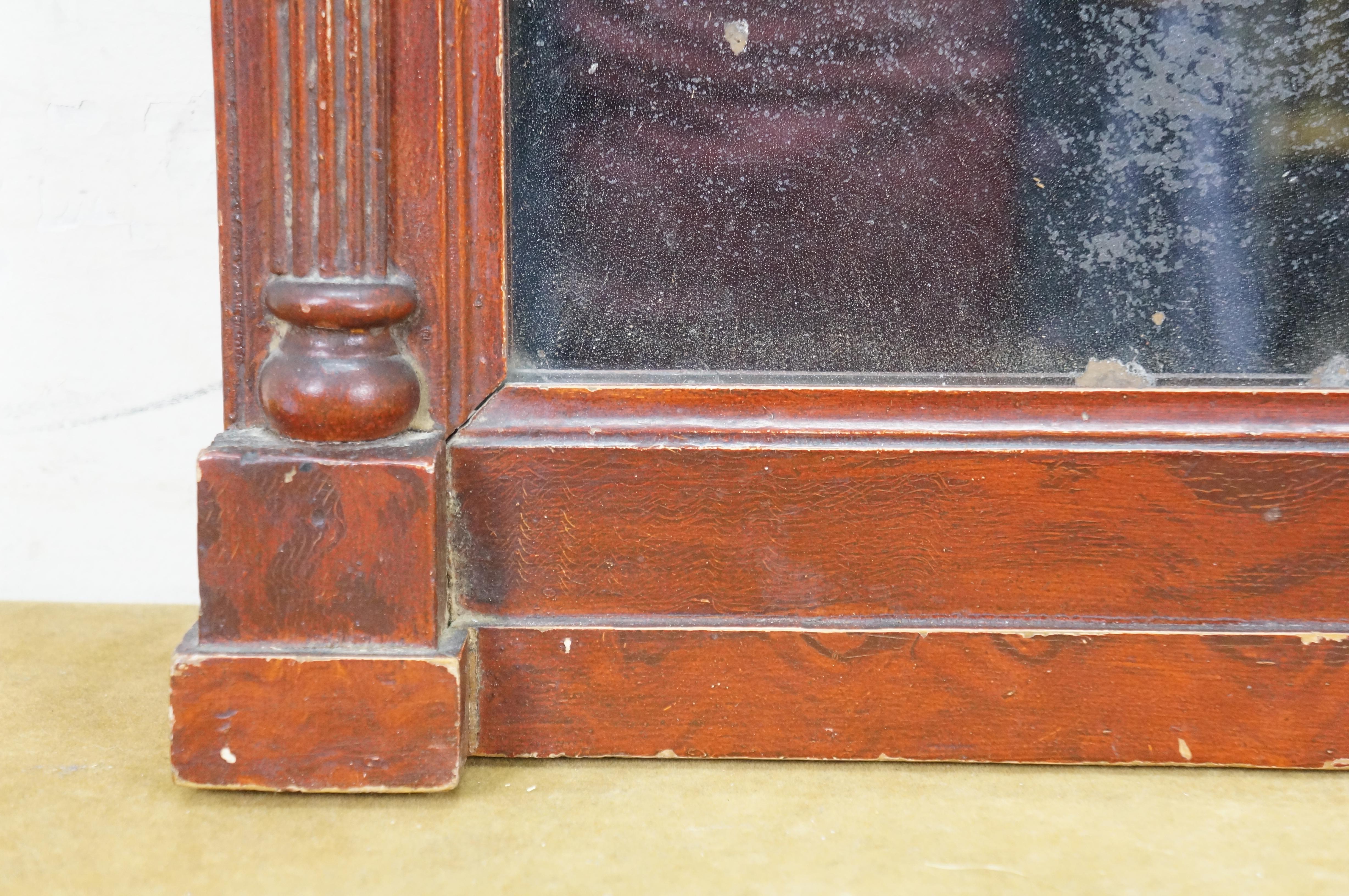Antique Feder Flame Mahogany Reverse Painted Trumeau Wall Mirror 24
