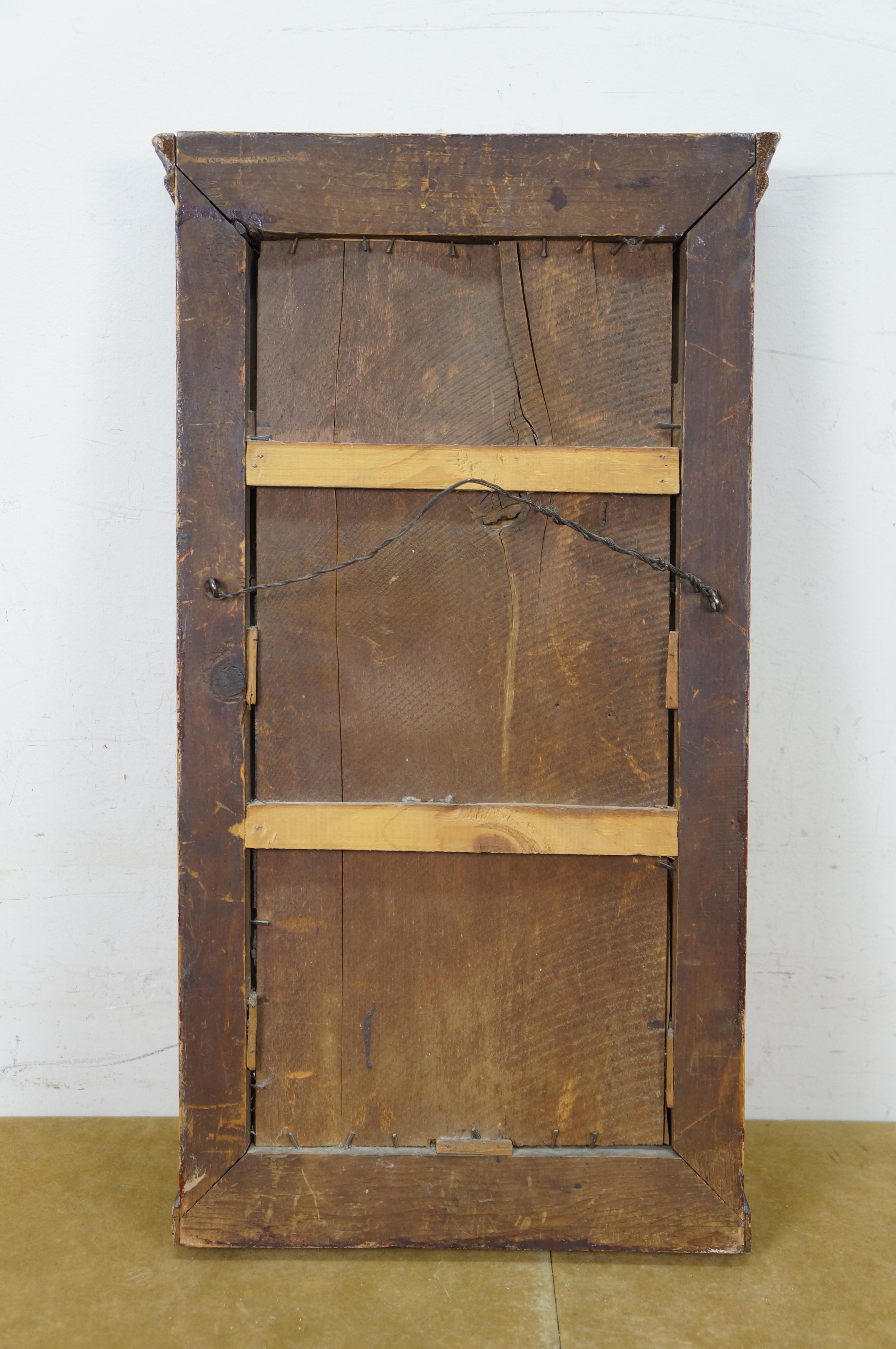 Antique Feder Flame Mahogany Reverse Painted Trumeau Wall Mirror 24