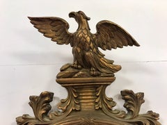 Antique Federal Gilt Gold Carved Convex Eagle Mirror