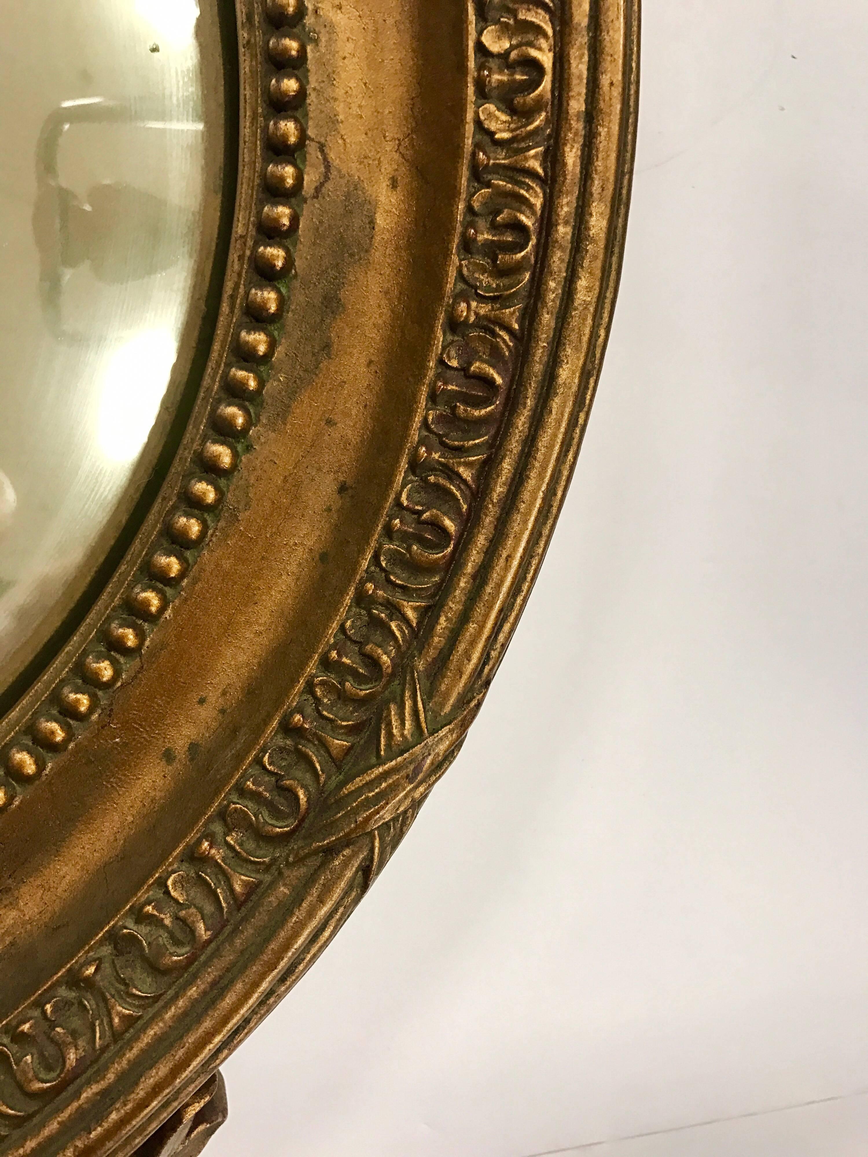 American Antique Federal Gilt Gold Carved Convex Eagle Mirror