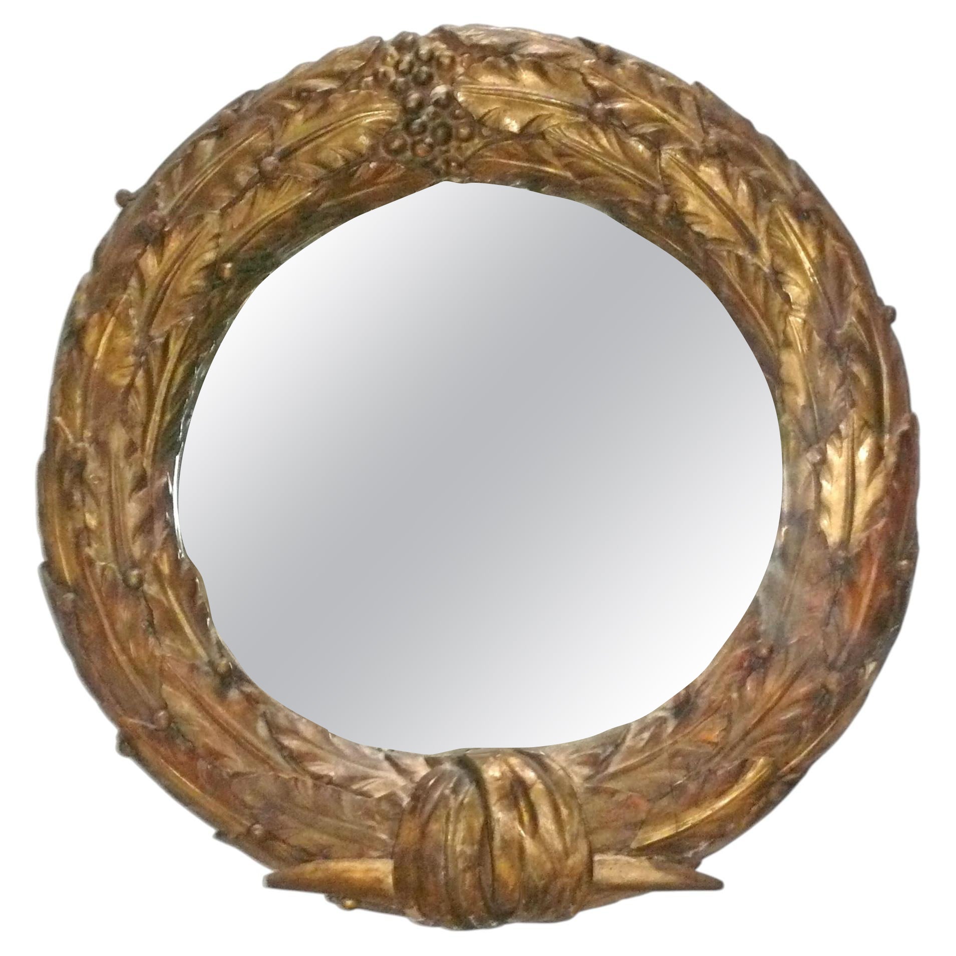 Antique Mirror dorato 28", inizio XIX secolo, con grande patina in vendita