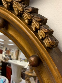Antique Federal Gold Giltwood Convex Mirror with Eagle
