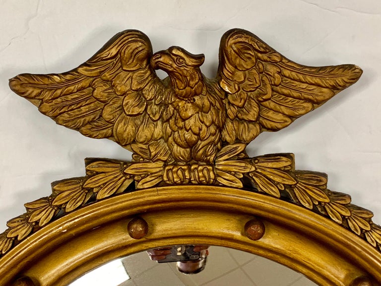 Antique Federal Gold Giltwood Convex Mirror with Eagle at 1stDibs