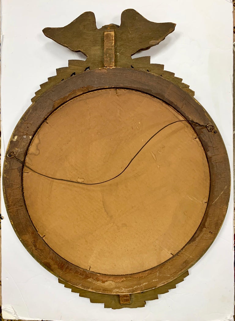 Antique Federal Gold Giltwood Convex Mirror with Eagle at 1stDibs