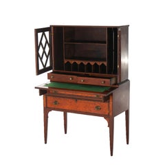 Antique Federal Hepplewhite Birdseye Maple & Mahogany Secretary Desk C1840