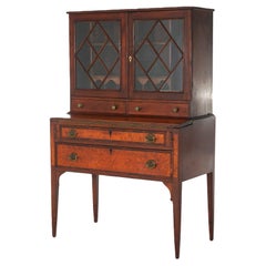 Antique Federal Hepplewhite Birdseye Maple & Mahogany Secretary Desk C1840