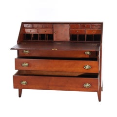 Antique Federal Hepplewhite Mahogany Three Drawer Drop Front Desk C1820