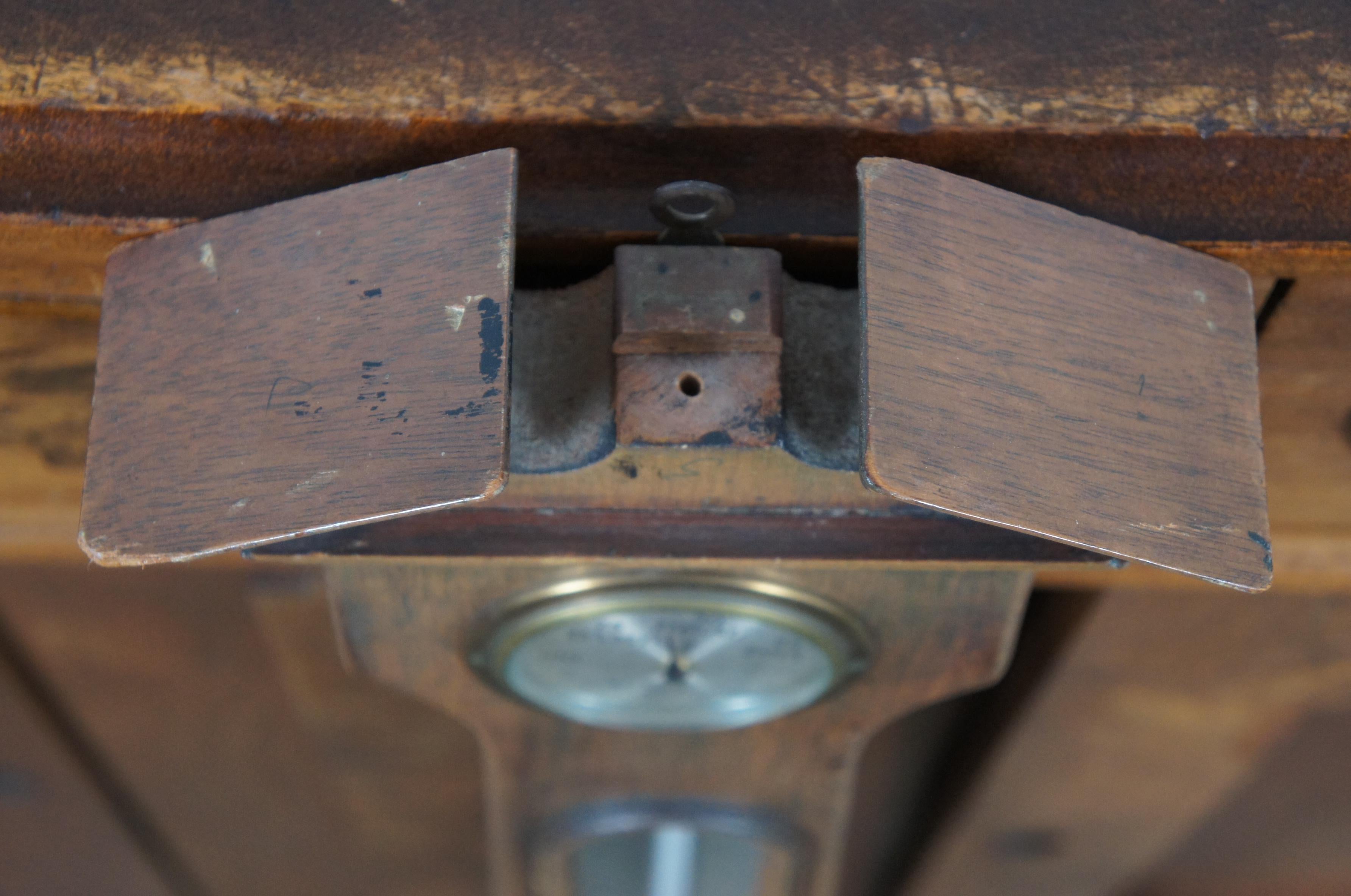 19th Century Antique Federal Mahogany Banjo Style Barometer Thermometer Bullseye Mirror