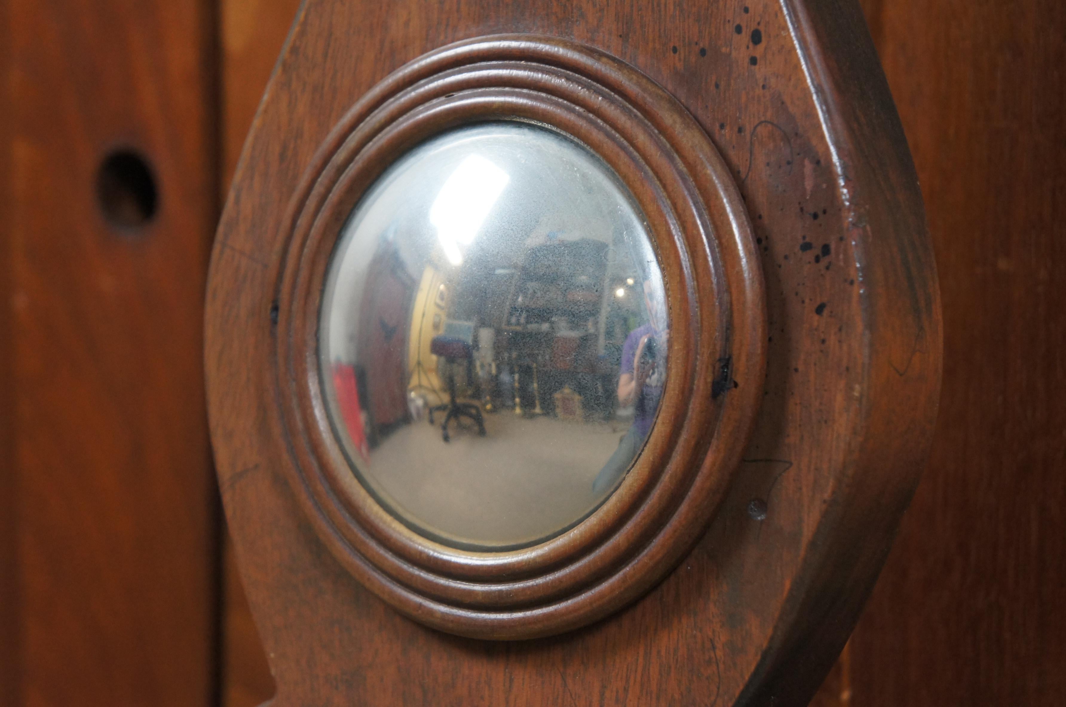 Brass Antique Federal Mahogany Banjo Style Barometer Thermometer Bullseye Mirror
