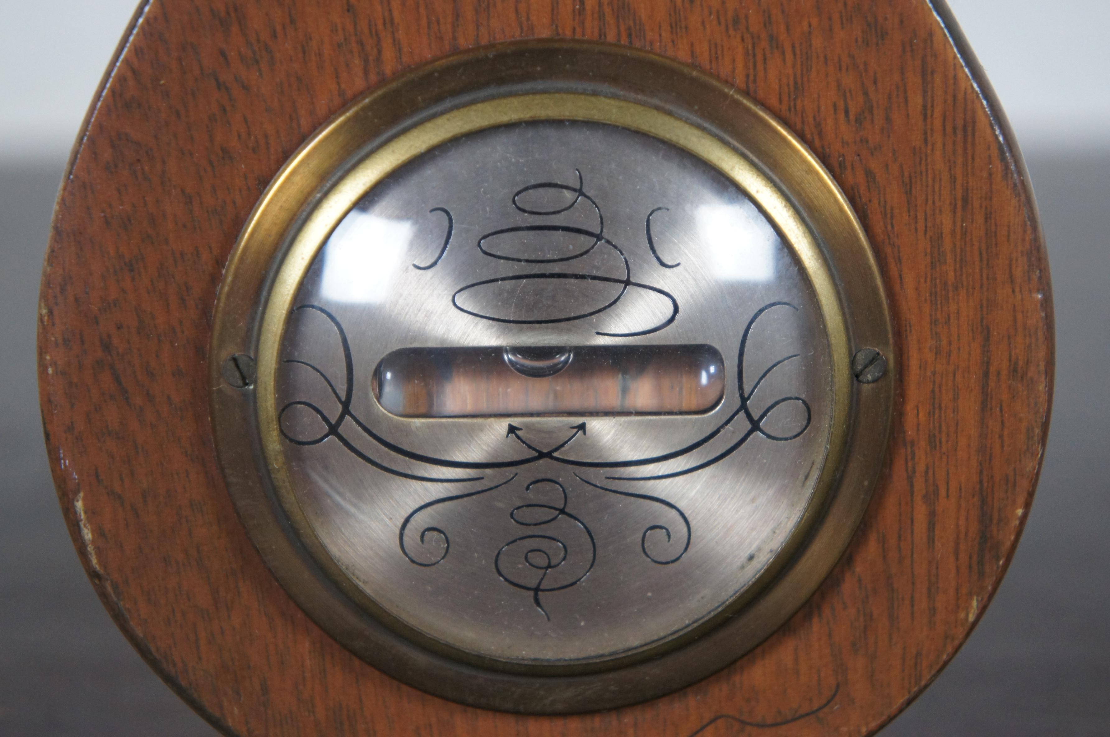 Antique Federal Mahogany Banjo Style Barometer Thermometer Bullseye Mirror 1