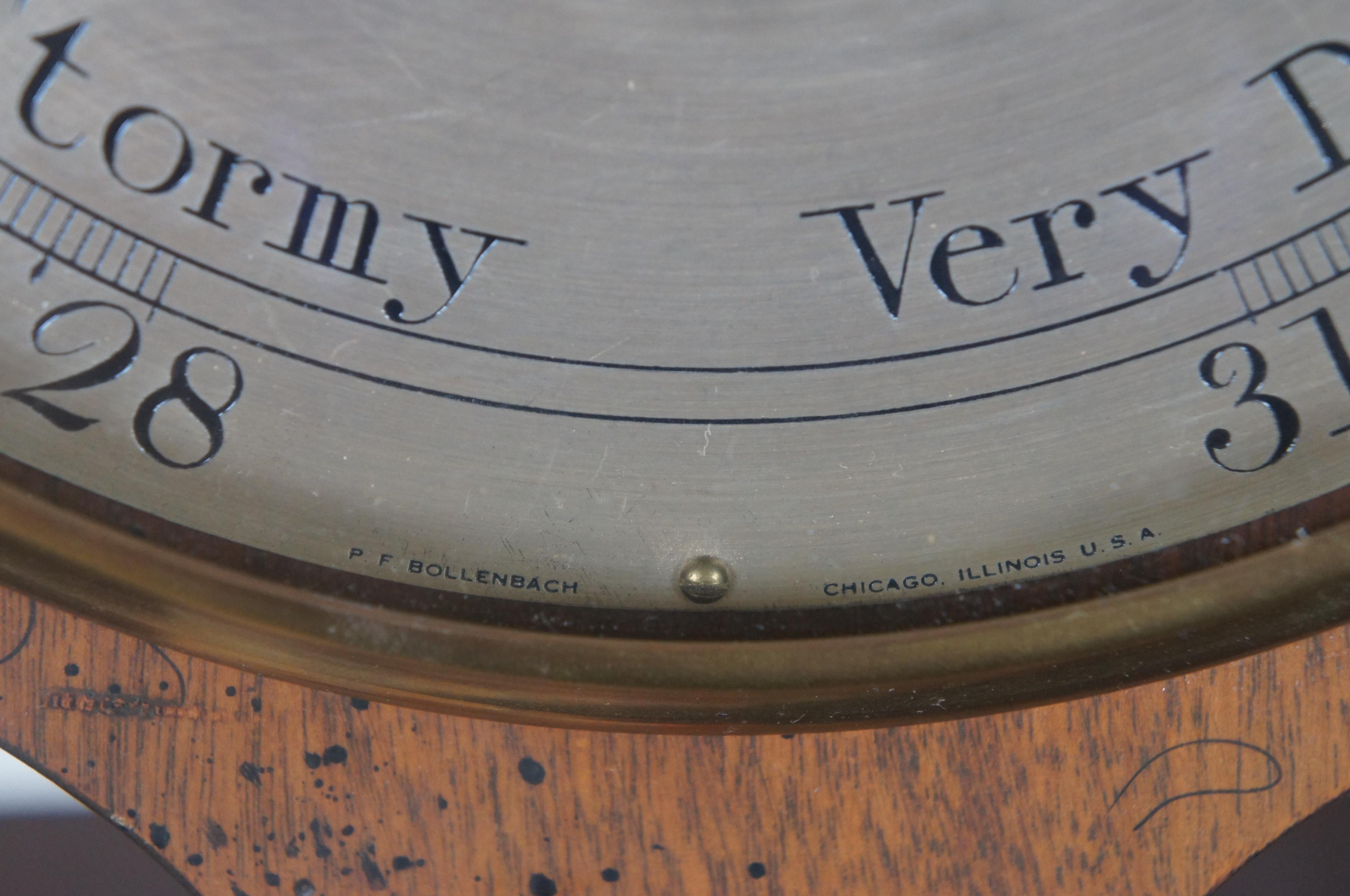 Antique Federal Mahogany Banjo Style Barometer Thermometer Bullseye Mirror 2