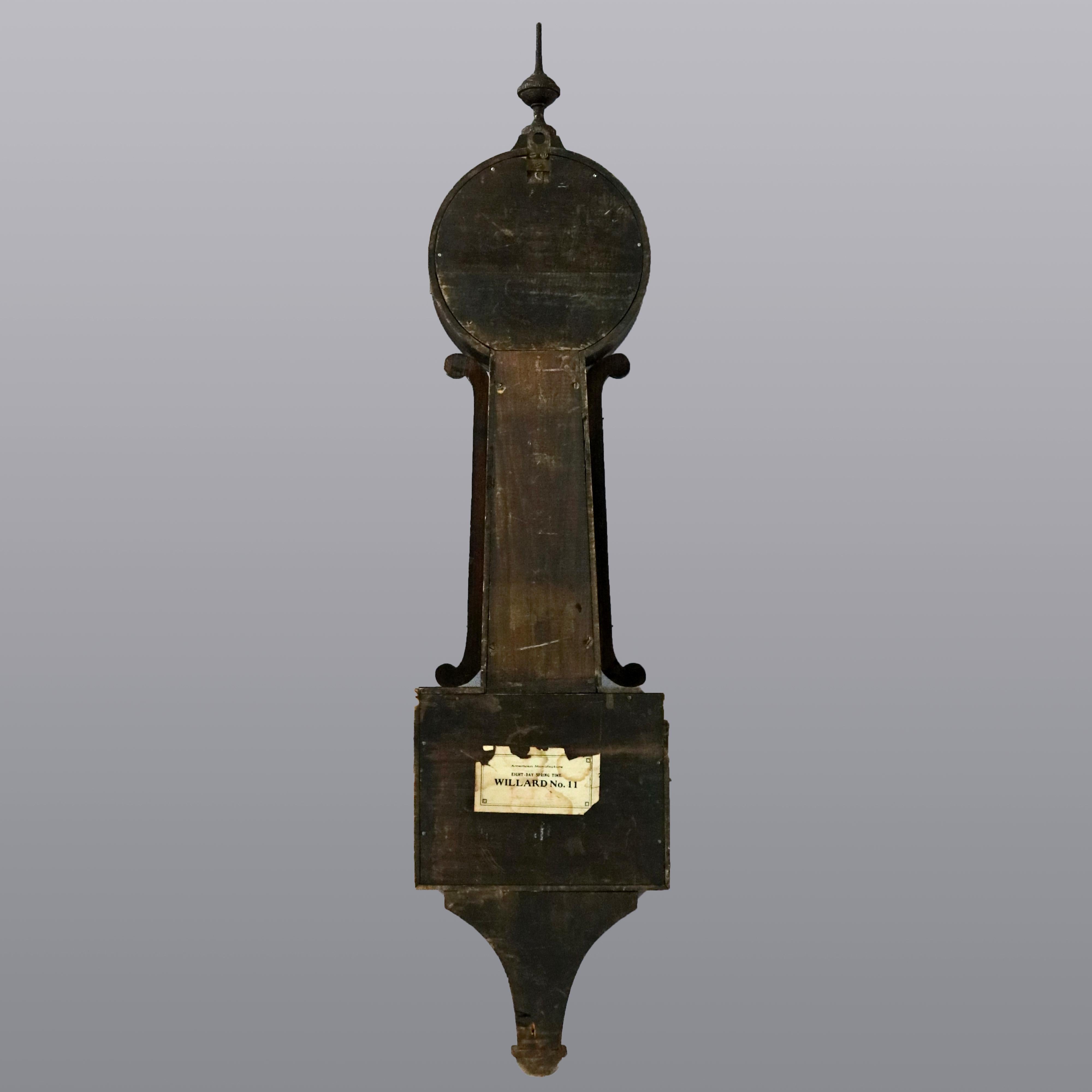 Painted Antique Federal Mahogany Banjo Wall Clock by Waterbury Clock Co, circa 1900
