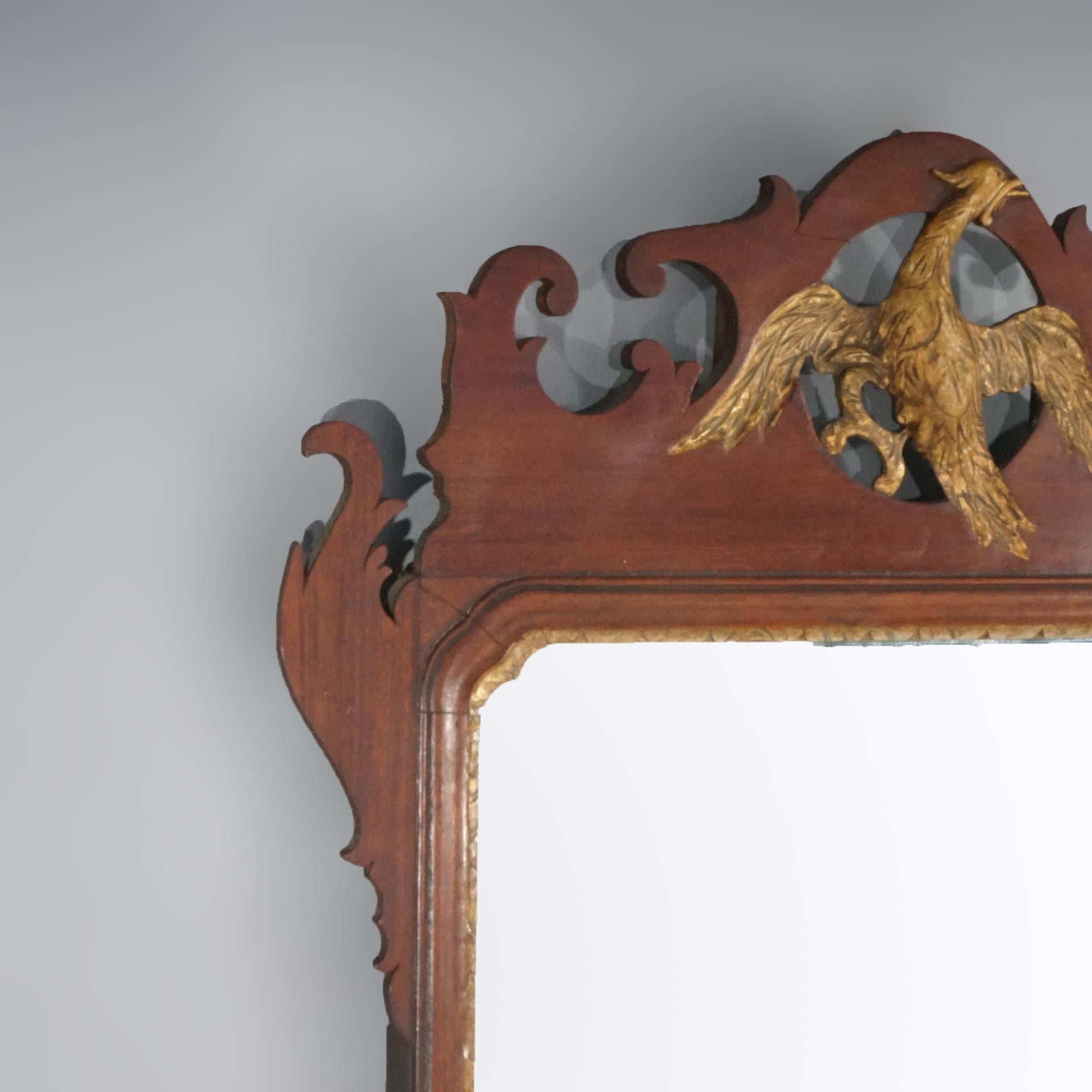 Antique Federal Mahogany Figural Wall Mirror with Gilt Eagle, 19th Century For Sale 7