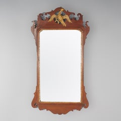 Antique Federal Mahogany Figural Wall Mirror with Gilt Eagle, 19th Century
