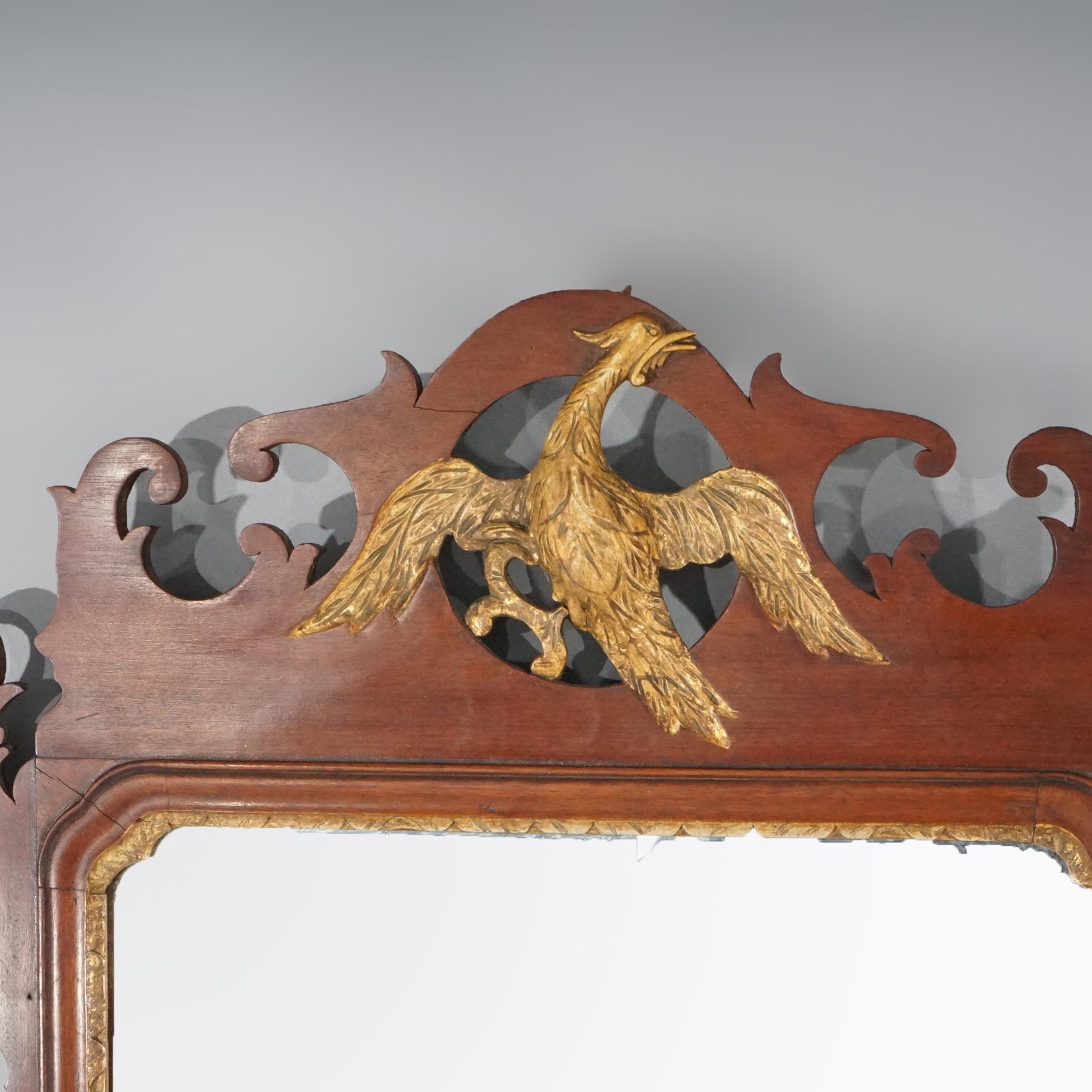 Antique Federal Mahogany Figural Wall Mirror with Gilt Eagle, 19th Century For Sale 2