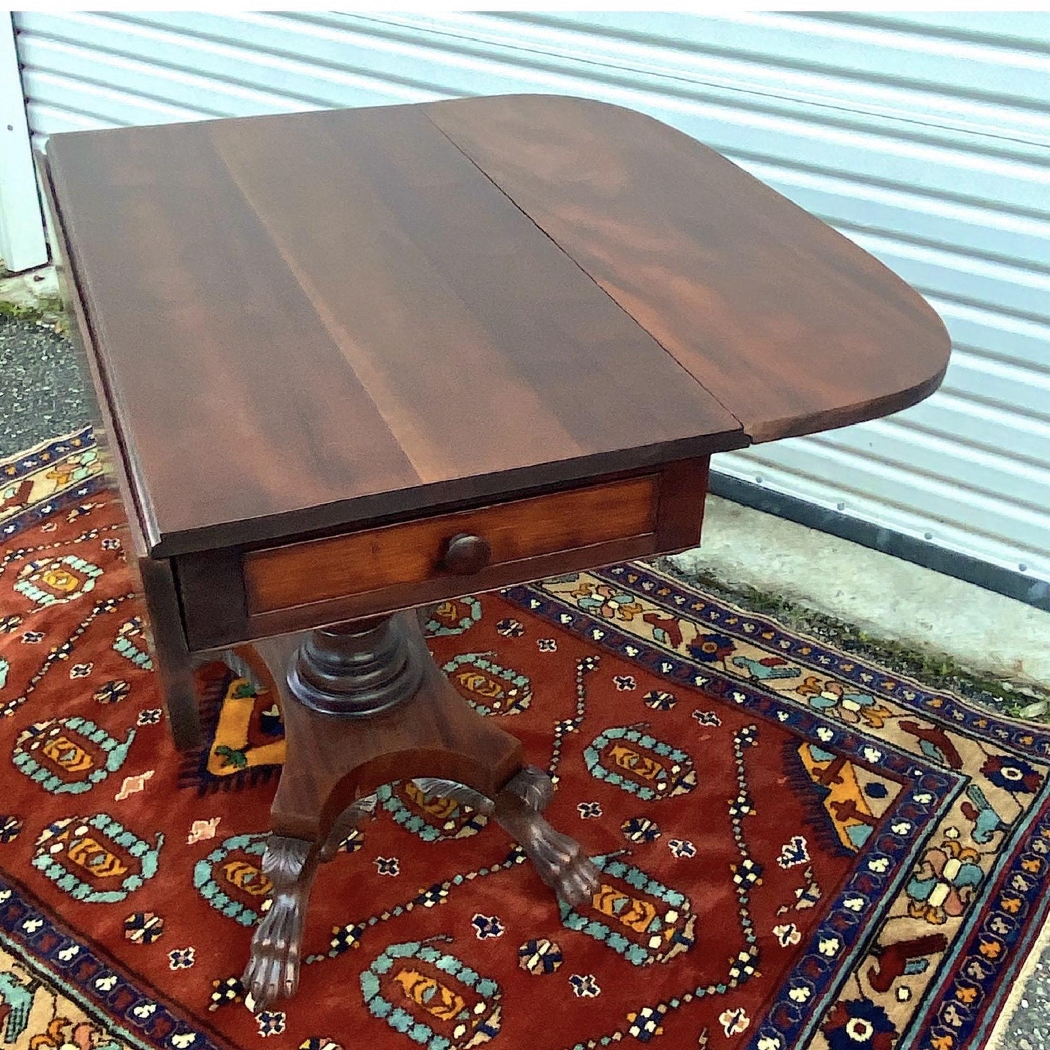 Antique Federal Mahogany Game Table with Paw Feet 11