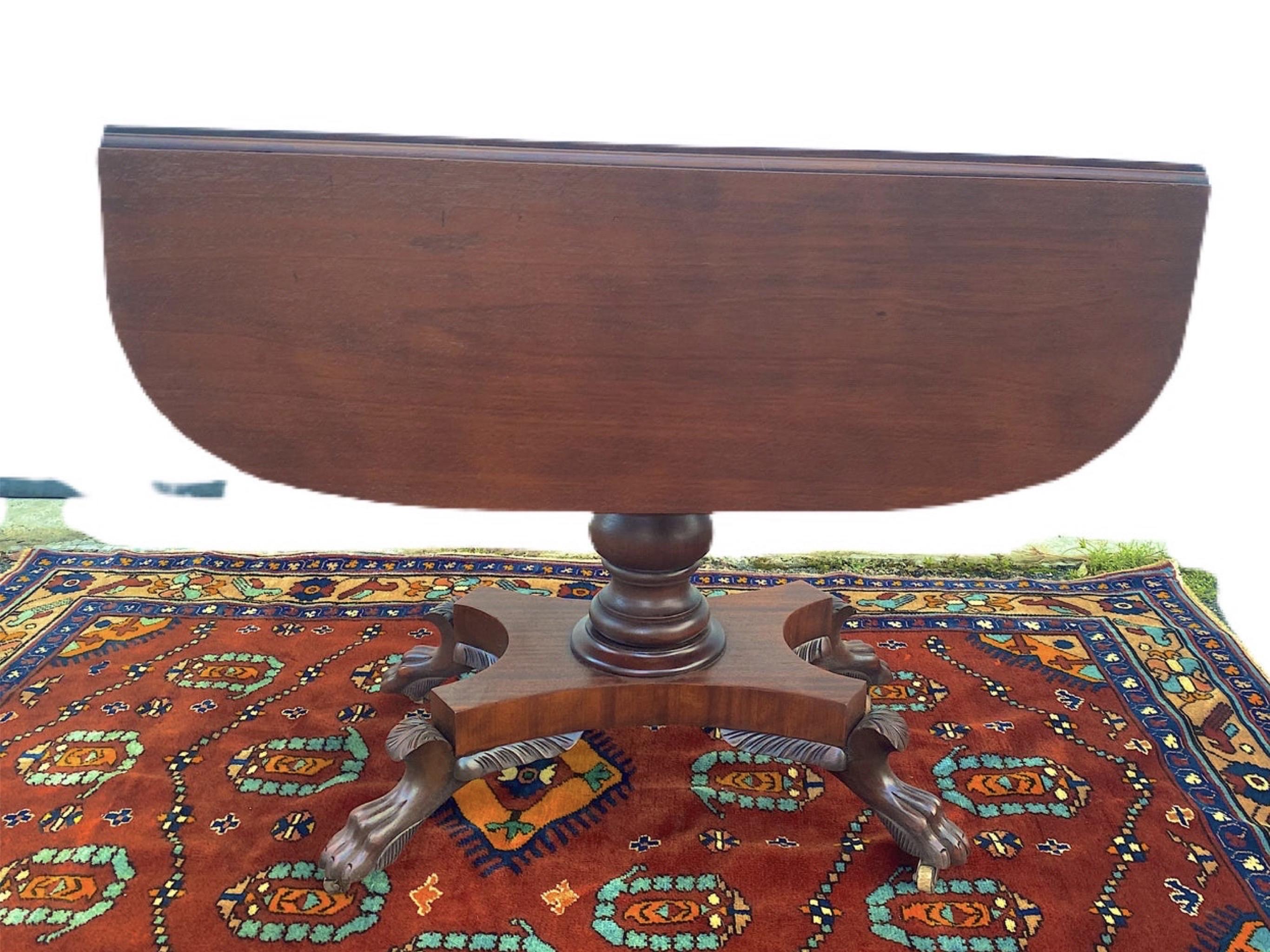 Unknown Antique Federal Mahogany Game Table with Paw Feet