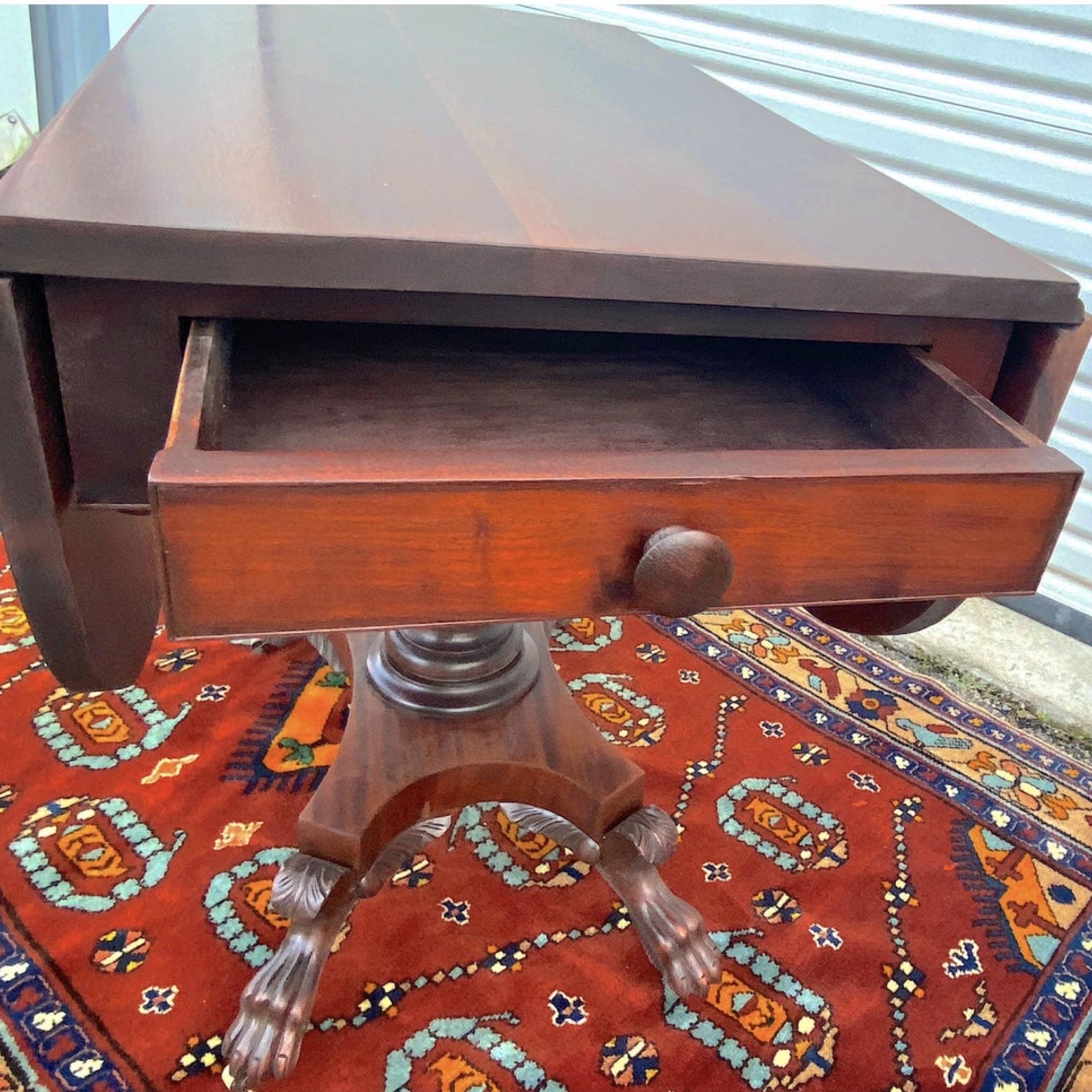 Antique Federal Mahogany Game Table with Paw Feet 1