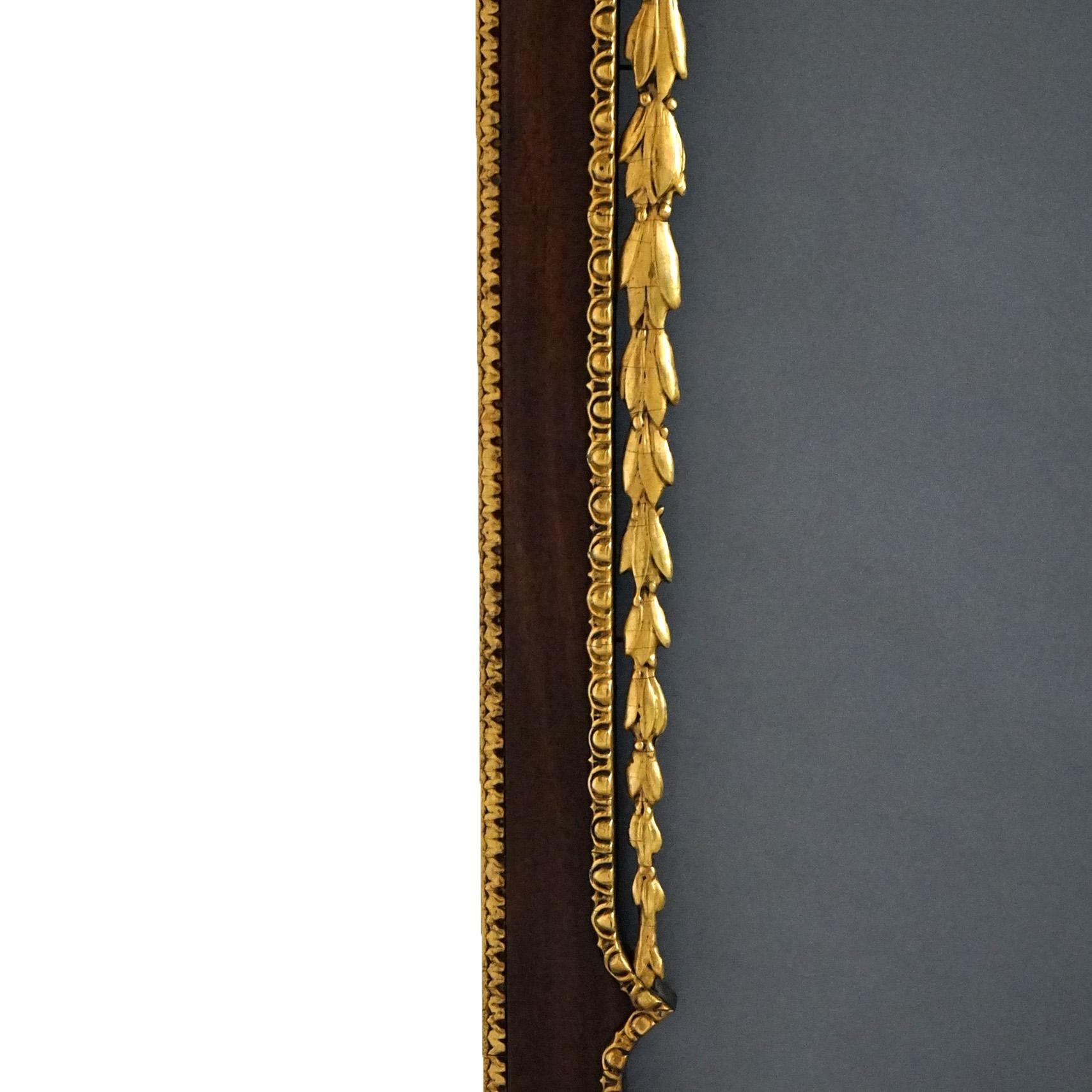 19th Century Antique Federal Mahogany & Giltwood Figural Eagle Wall Mirror 19th C For Sale