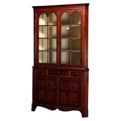Antique Federal Mahogany Two-Piece Corner Cabinet Circa 1810