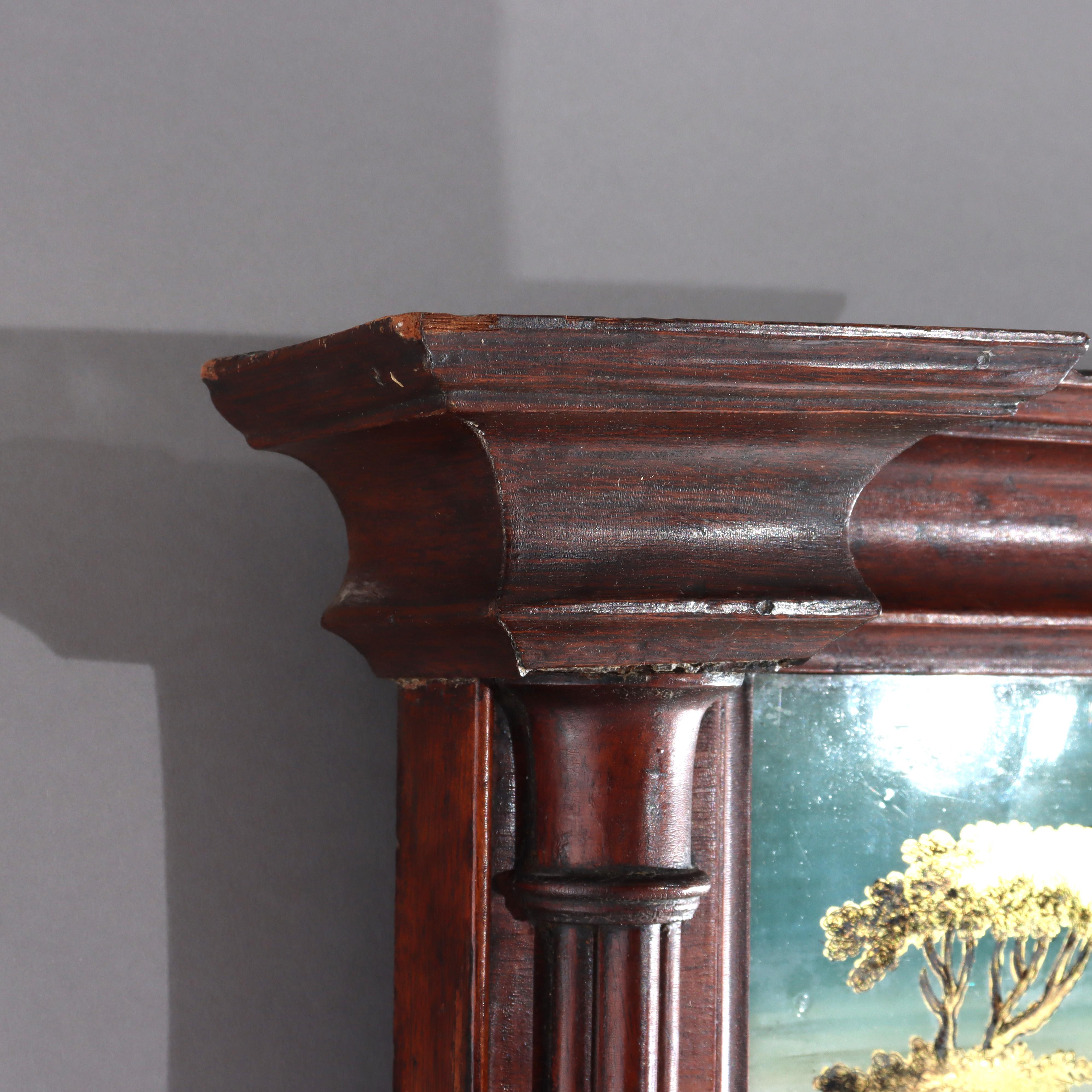 Antique Mirror in mogano impiallacciato con pannello di paesaggio englombizzato del 1830 ca. in vendita 2