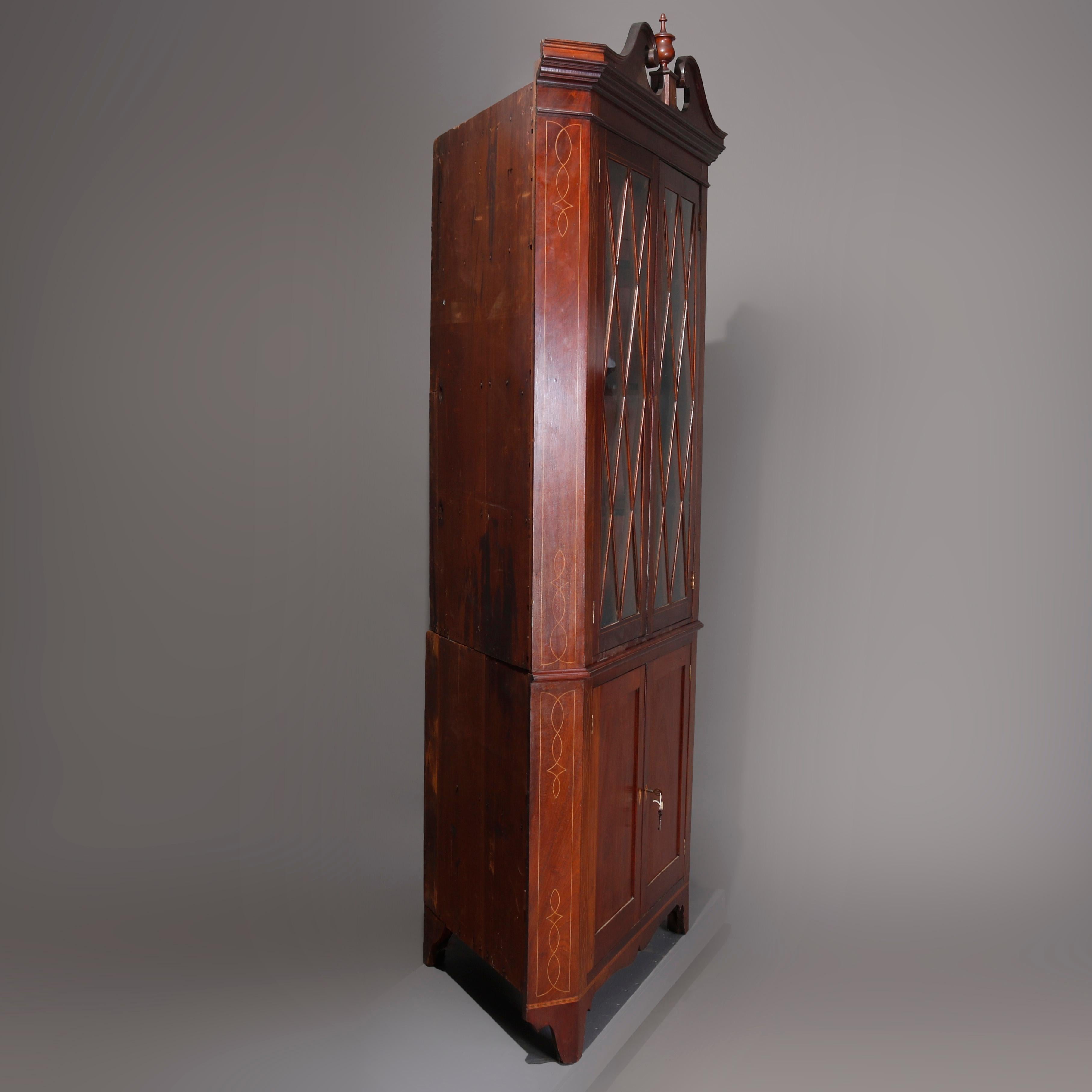 Federal Mahogany with Satinwood Inlay and Banding Corner Cabinet, 20th Century 9