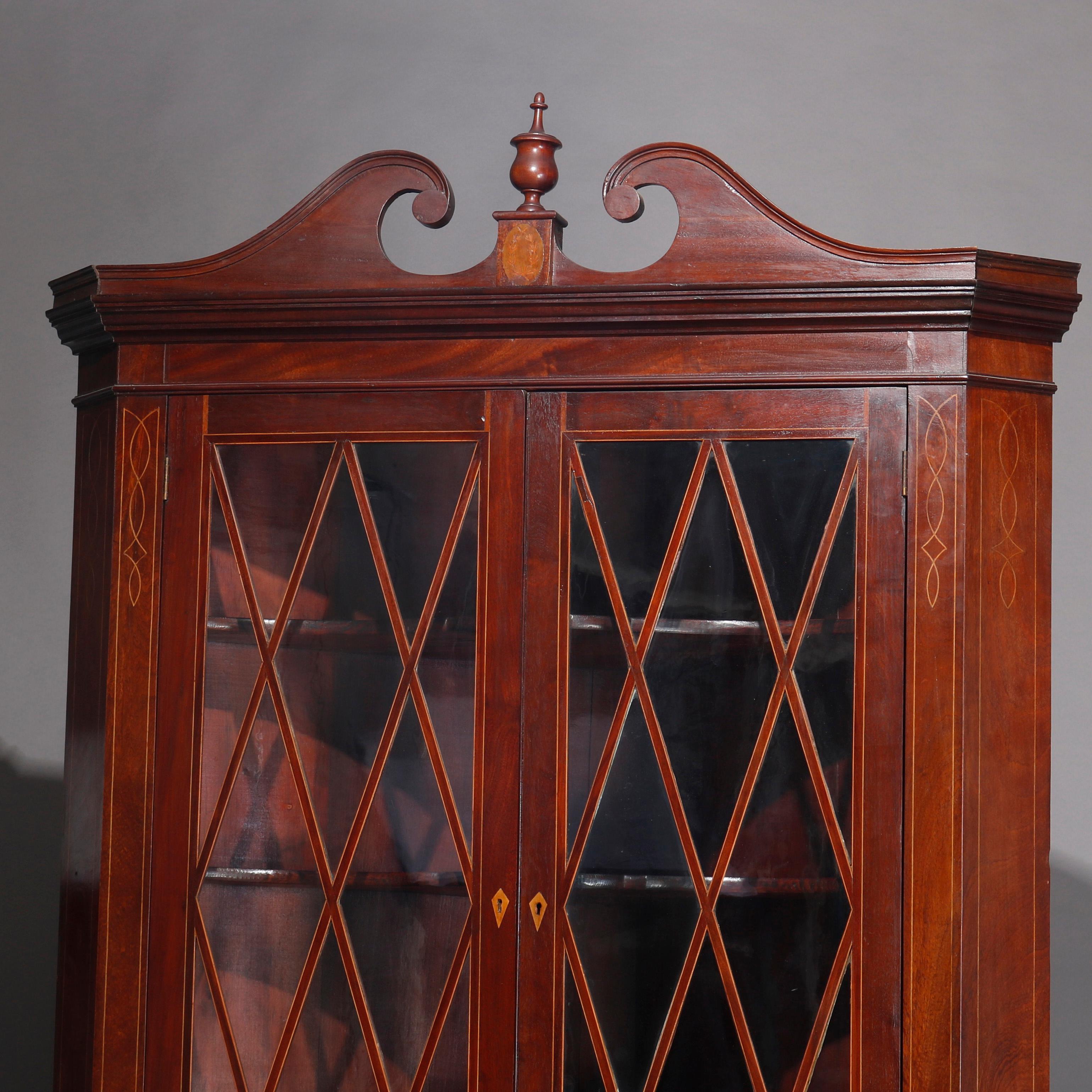 Federal Mahogany with Satinwood Inlay and Banding Corner Cabinet, 20th Century 1