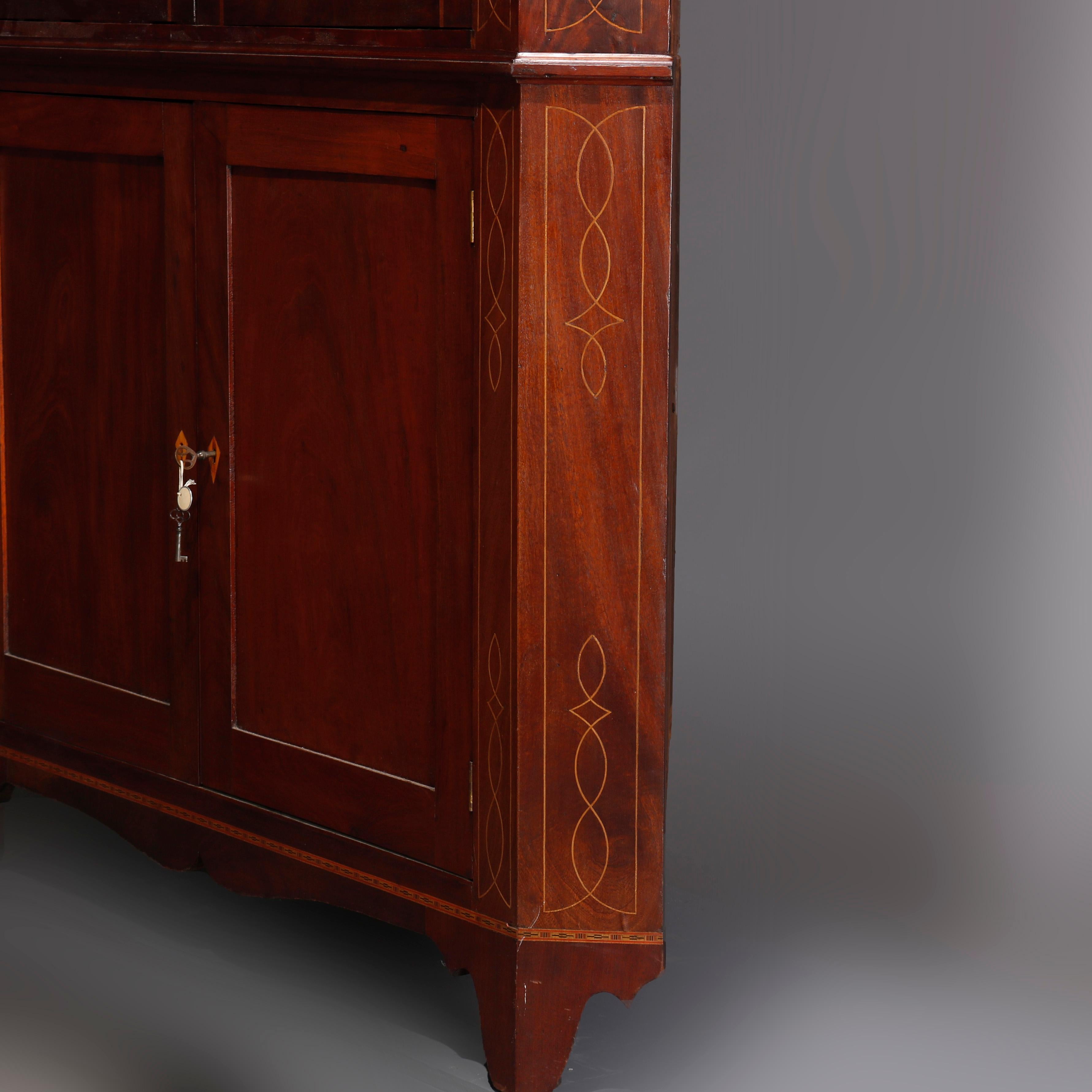 Federal Mahogany with Satinwood Inlay and Banding Corner Cabinet, 20th Century 3