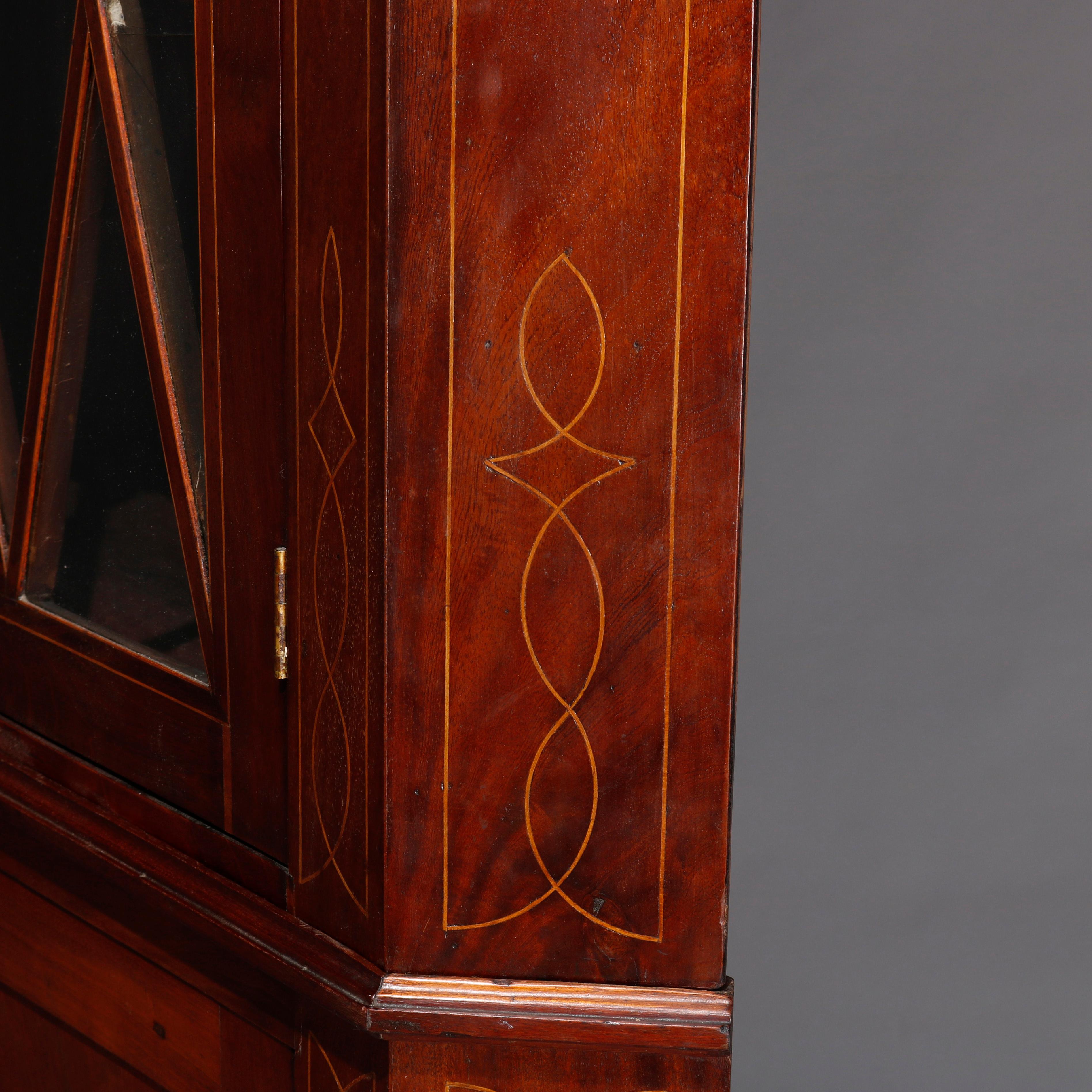 Federal Mahogany with Satinwood Inlay and Banding Corner Cabinet, 20th Century 4
