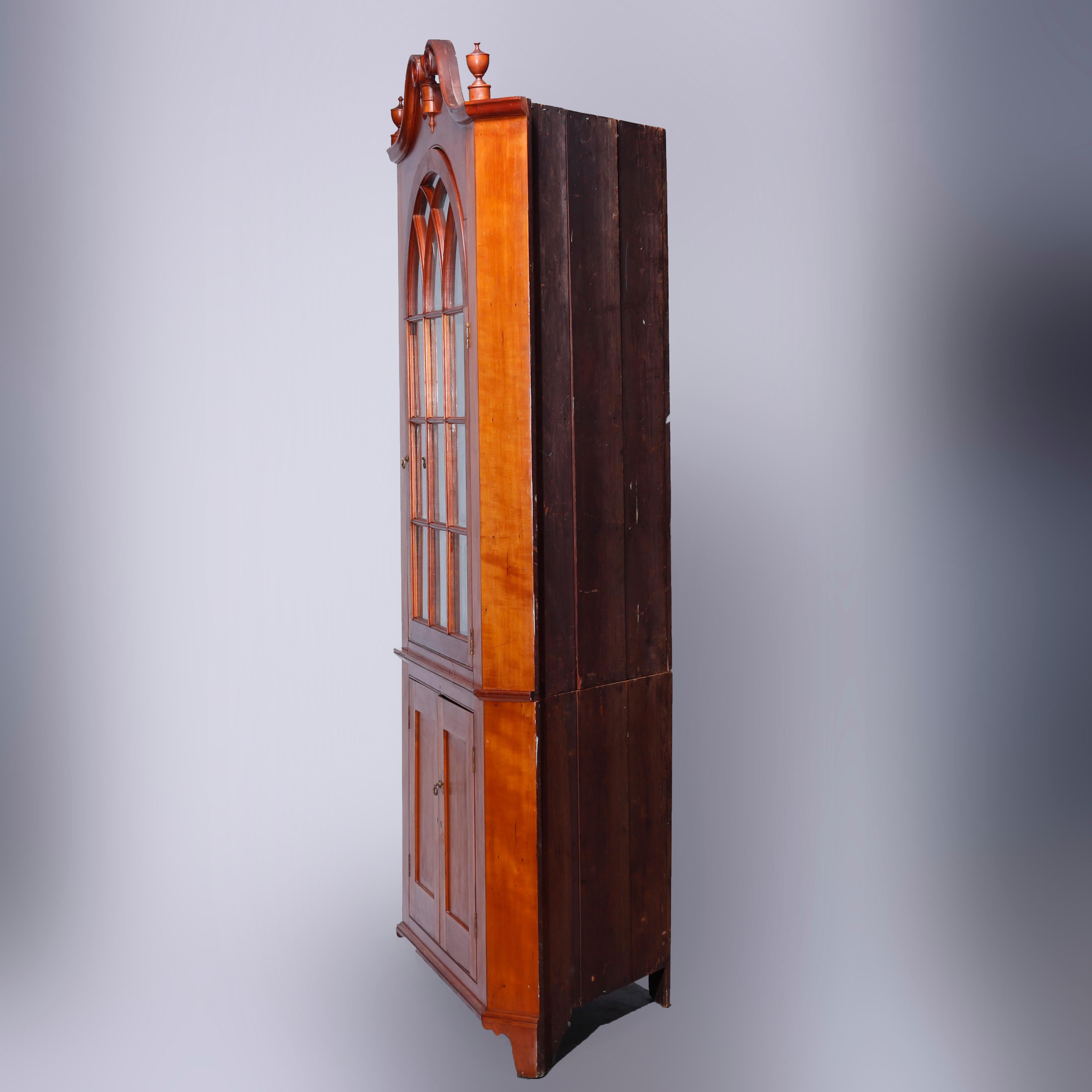 Antique Federal Pennsylvania Cherry Two-Piece Mullioned Corner Cabinet, c1830 5