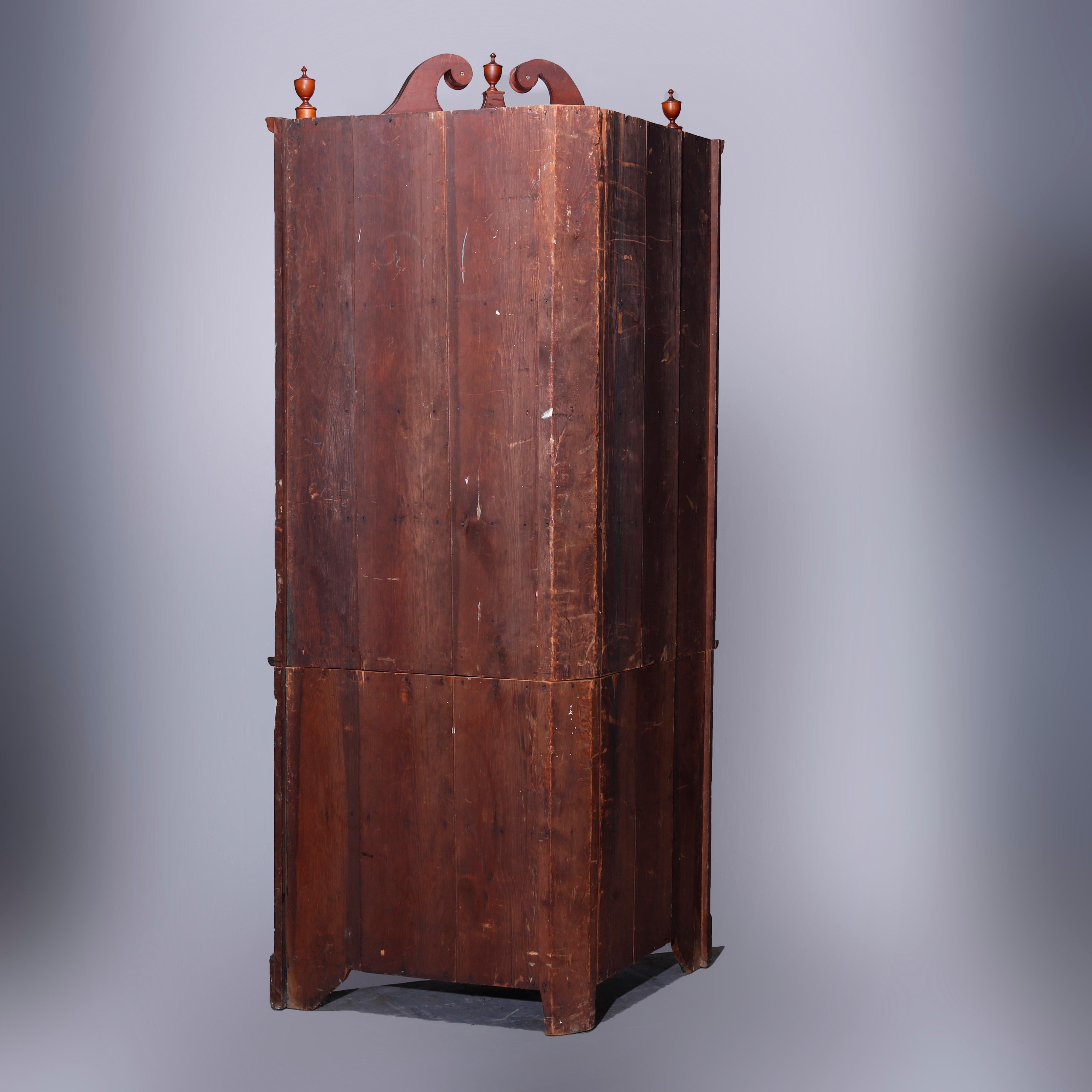 Antique Federal Pennsylvania Cherry Two-Piece Mullioned Corner Cabinet, c1830 7