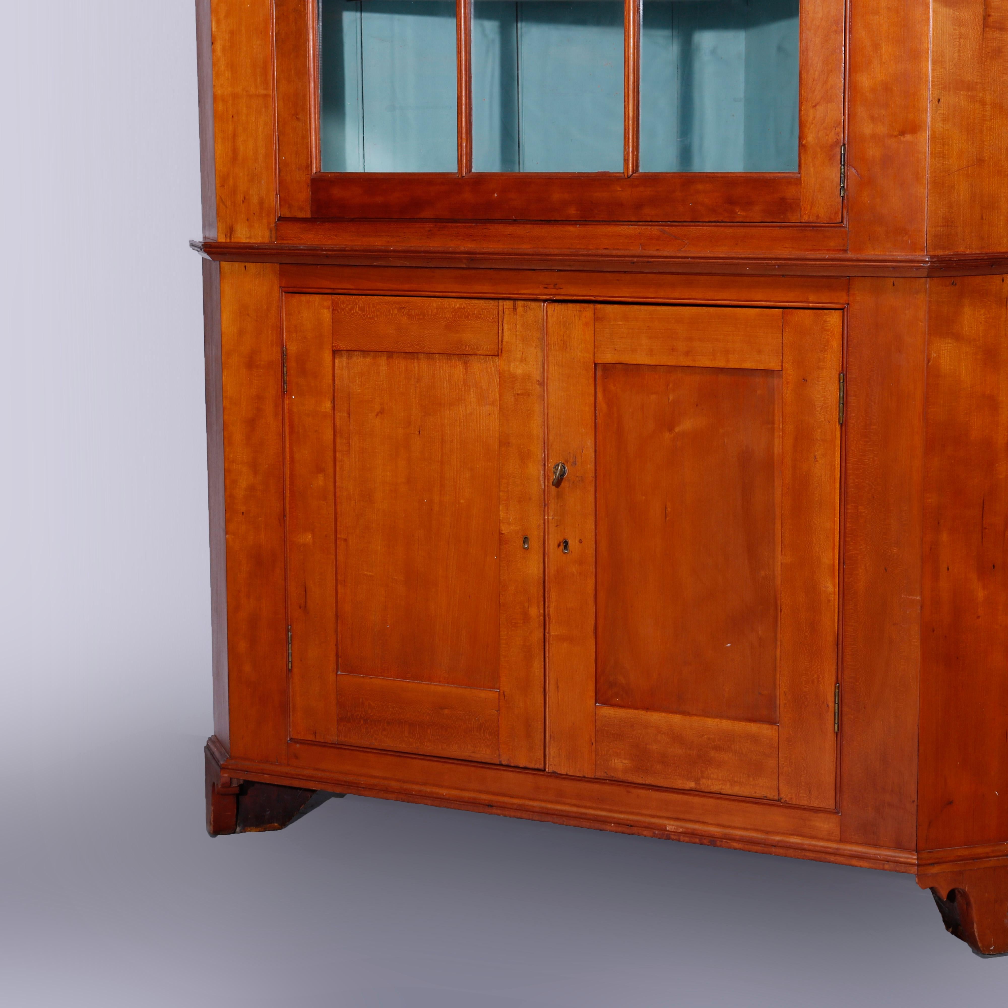 Antique Federal Pennsylvania Cherry Two-Piece Mullioned Corner Cabinet, c1830 3