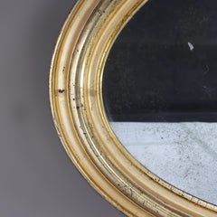 Antique Federal Period Lemon Gilt Wood Oval Wall Mirror C1830
