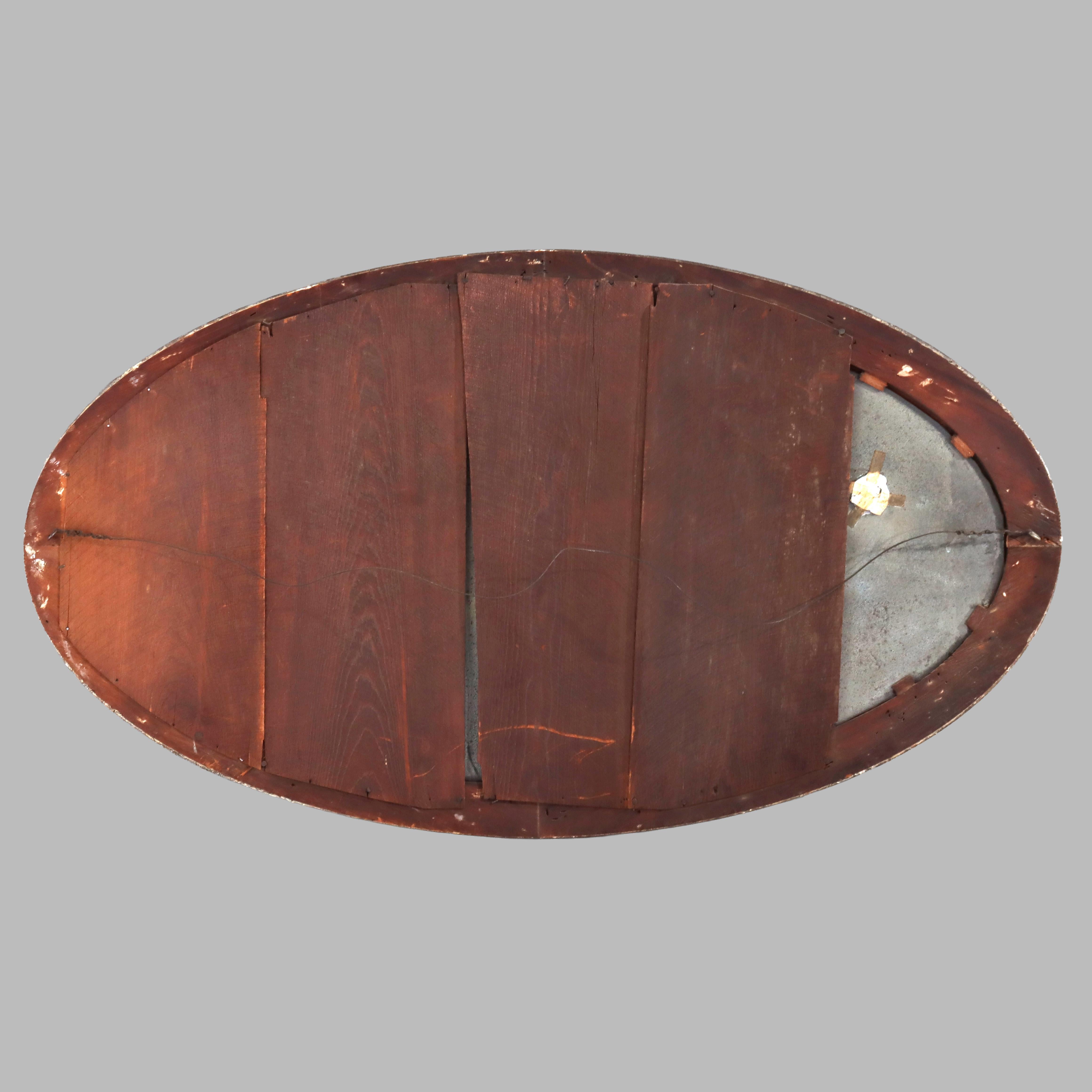 Antiguo Espejo de Pared Ovalado de Periodo Federal de Madera Dorada de Limón C1830 en venta 2