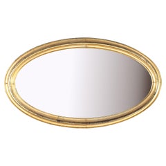 Antique Federal Period Lemon Gilt Wood Oval Wall Mirror C1830