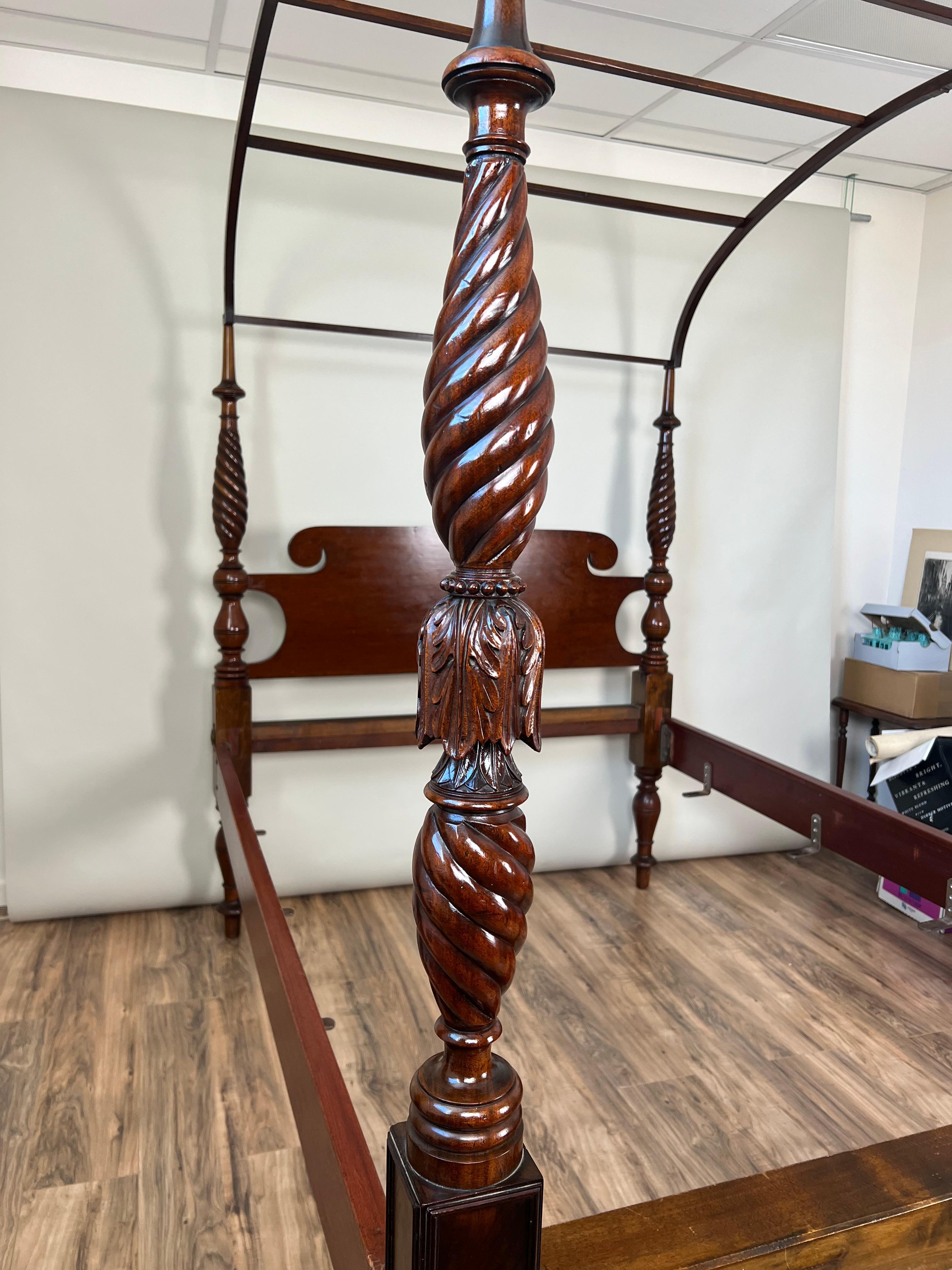 Antique Federal Period Mahogany Full Size Canopy Bed  c. 1820 3