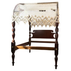 Antique Federal Period Mahogany Full Size Canopy Bed  c. 1820