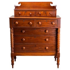 Antique Federal Period Mahogany Sheraton Deck Top Chest of Drawers c. 1820
