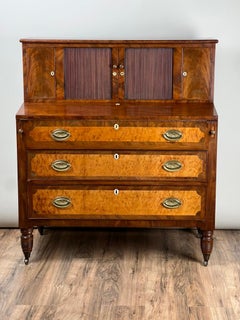 Antique Federal Period Tambour Secretary in Mahogany and Birdseye Maple c. 1800