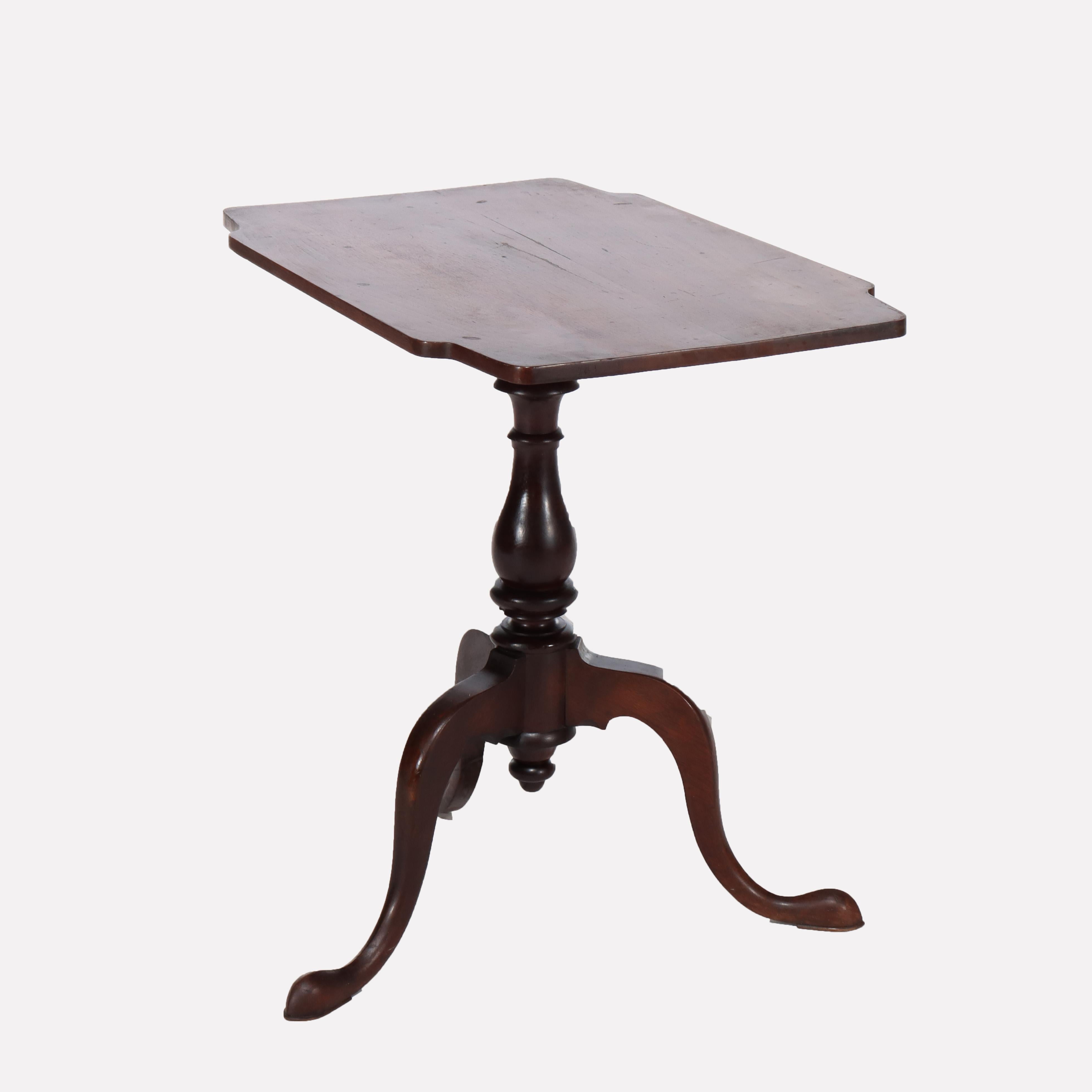 Antique Federal Queen Anne Cherry Candle Stand 19thC For Sale 5