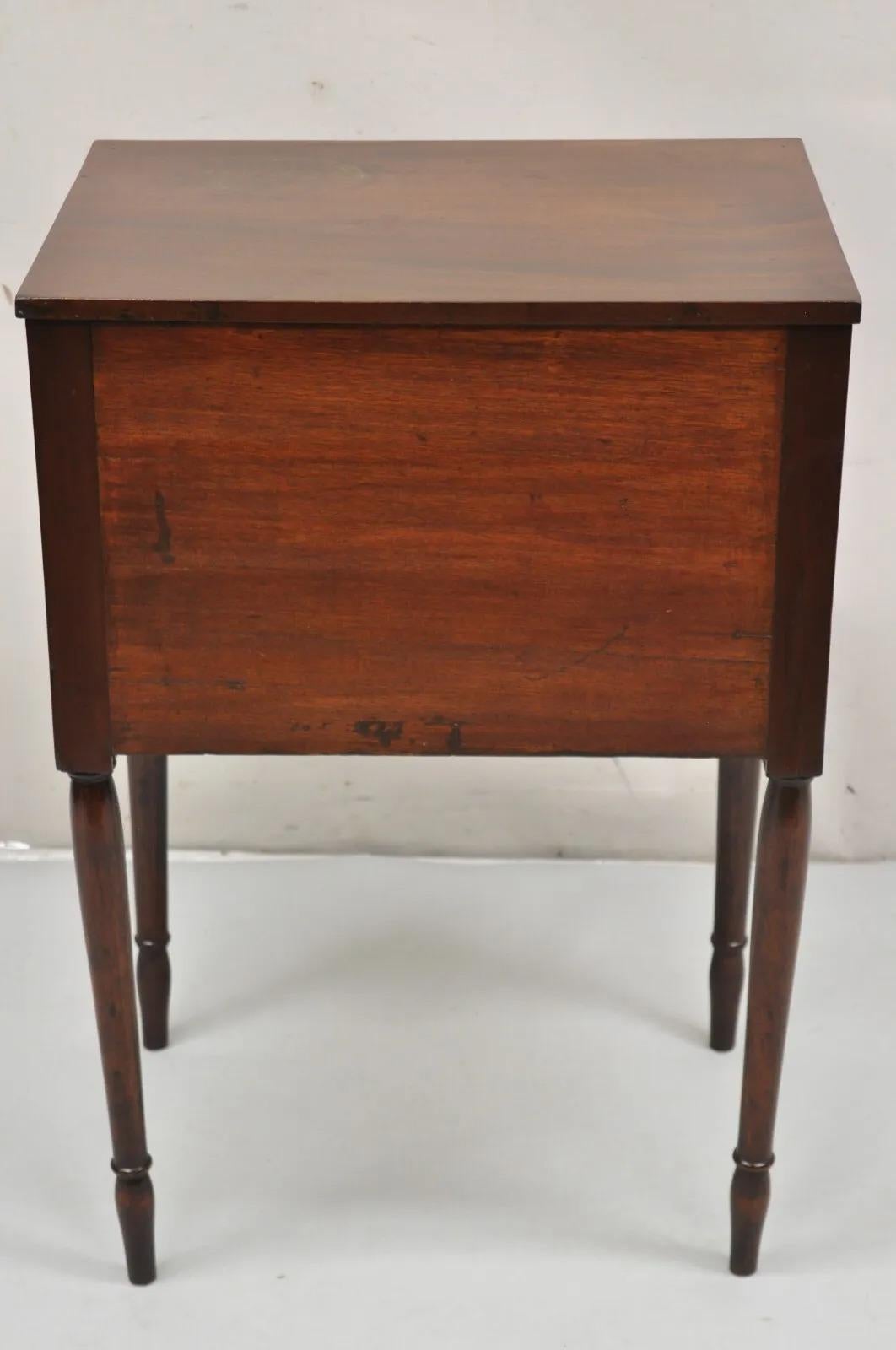 Antique Federal Sheraton Mahogany 2 Drawer Work Stand Side Table Nightstand For Sale 6