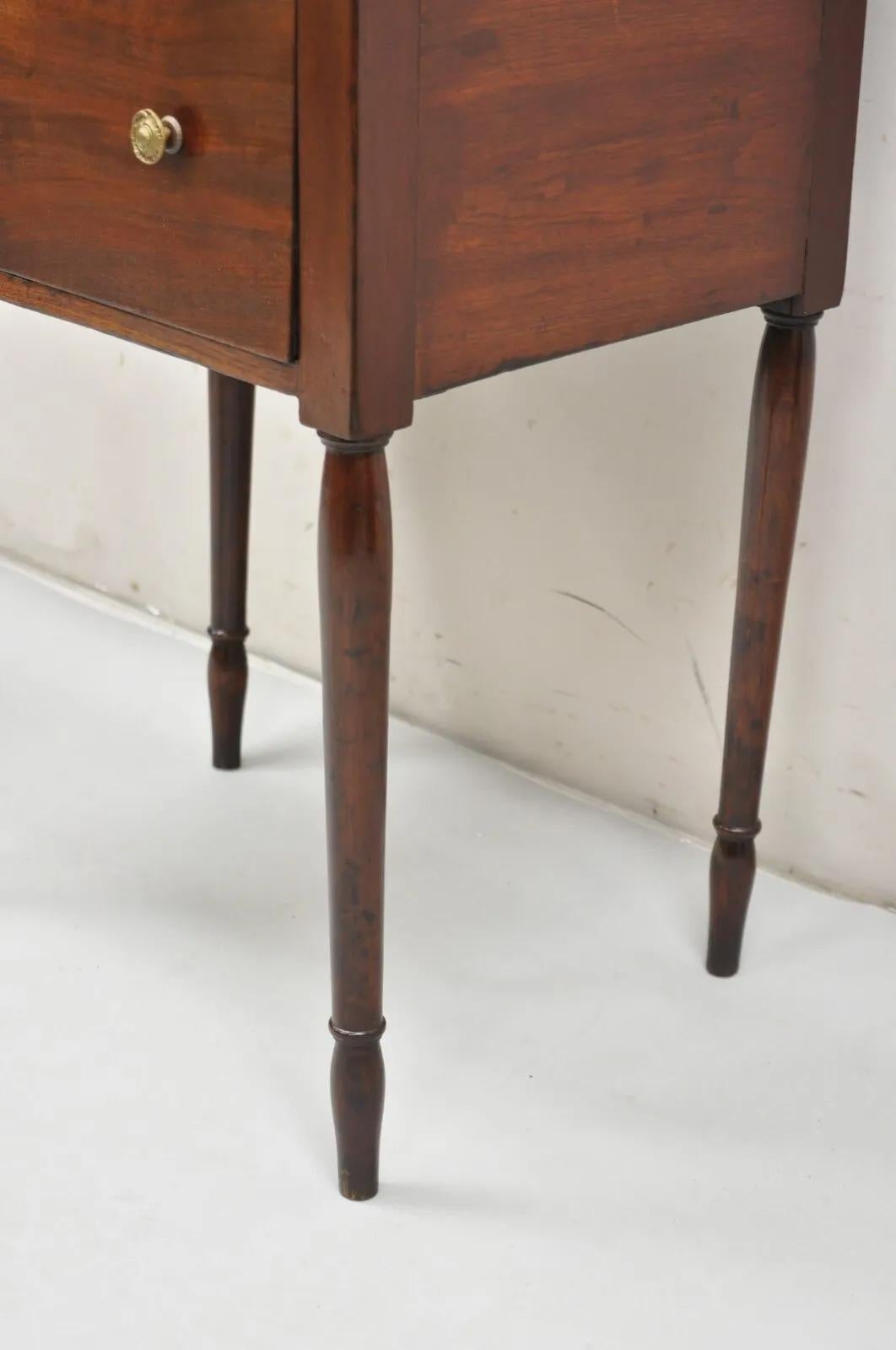 Antique Federal Sheraton Mahogany 2 Drawer Work Stand Side Table Nightstand For Sale 4
